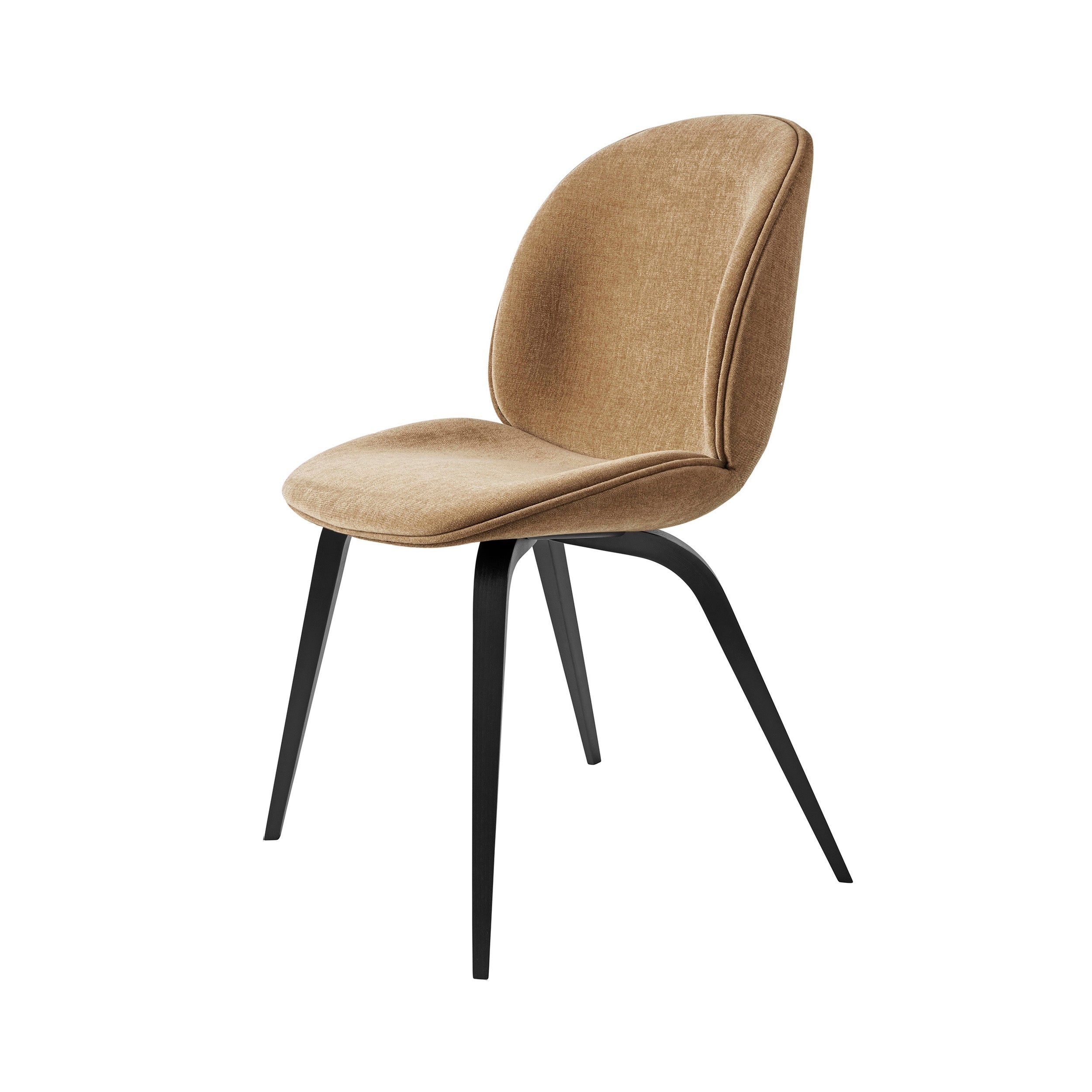 Beetle Dining Chair: Wood Base + Full Upholstery + Black Stained Beech Semi Matt