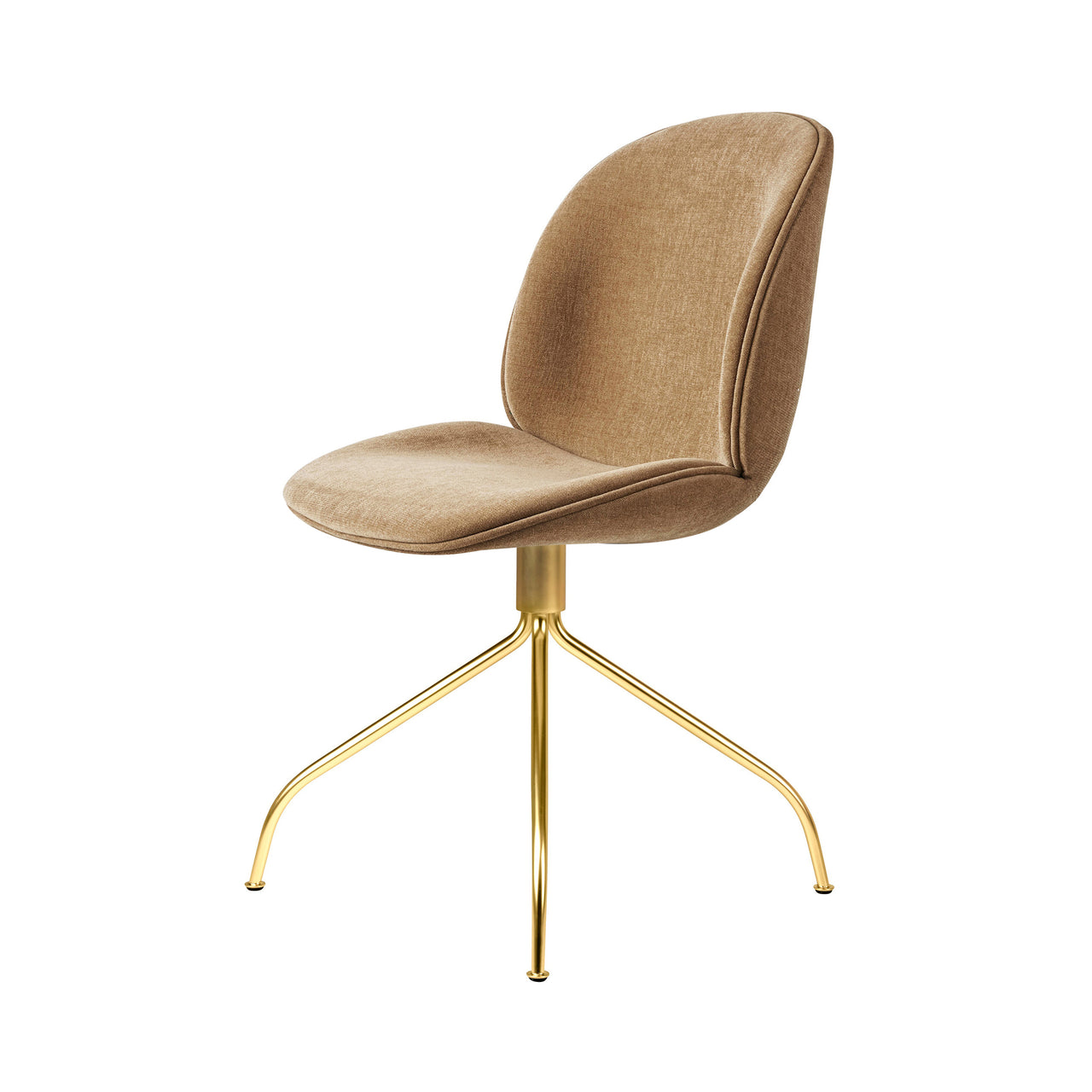 Beetle Meeting Chair: Swivel Base + Full Upholstery + Brass Semi Matt