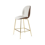 Beetle Counter Chair: Veneer Shell + Front Upholstered + Brass Semi Matt + American Walnut