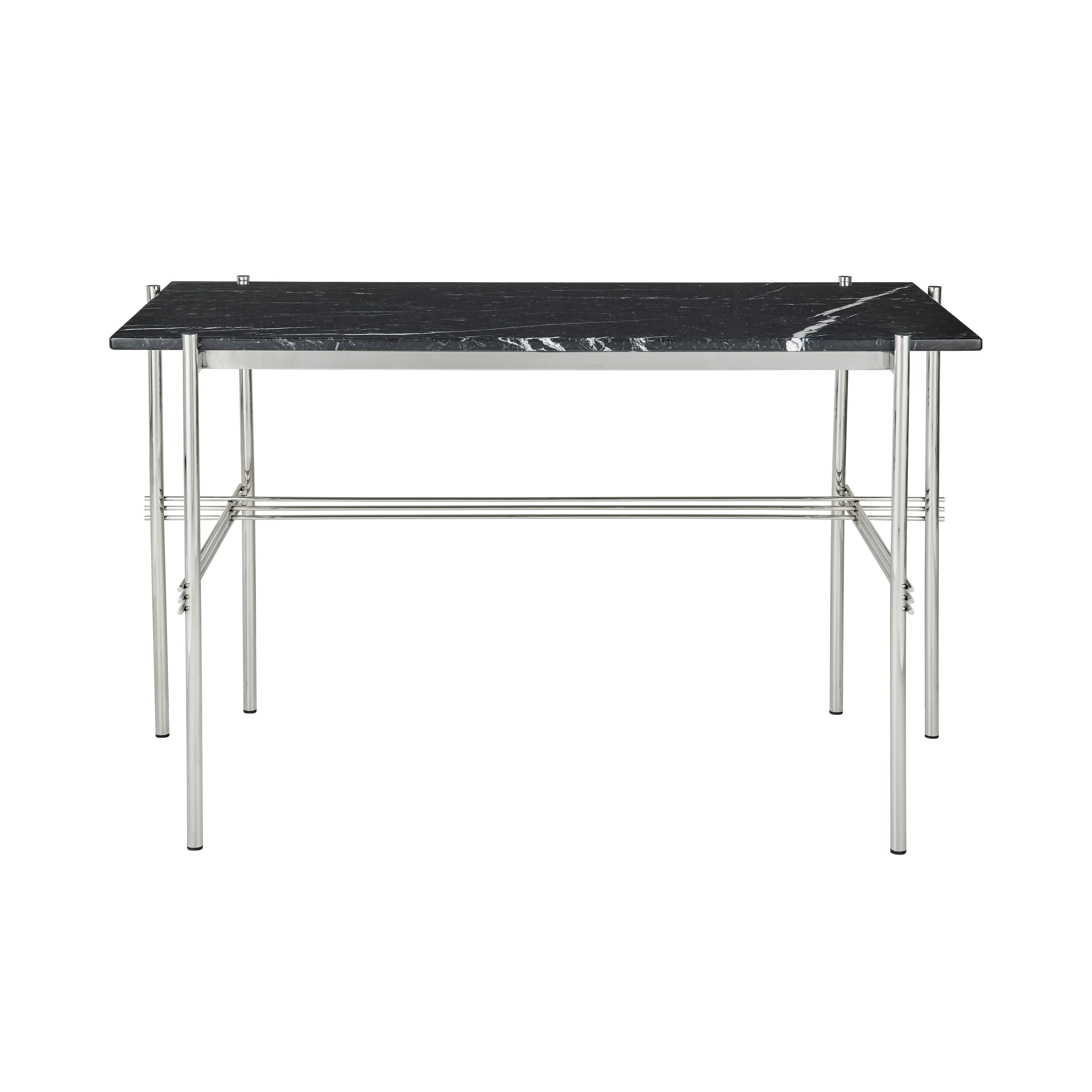 TS Desk: Polished Steel + Black Marquina