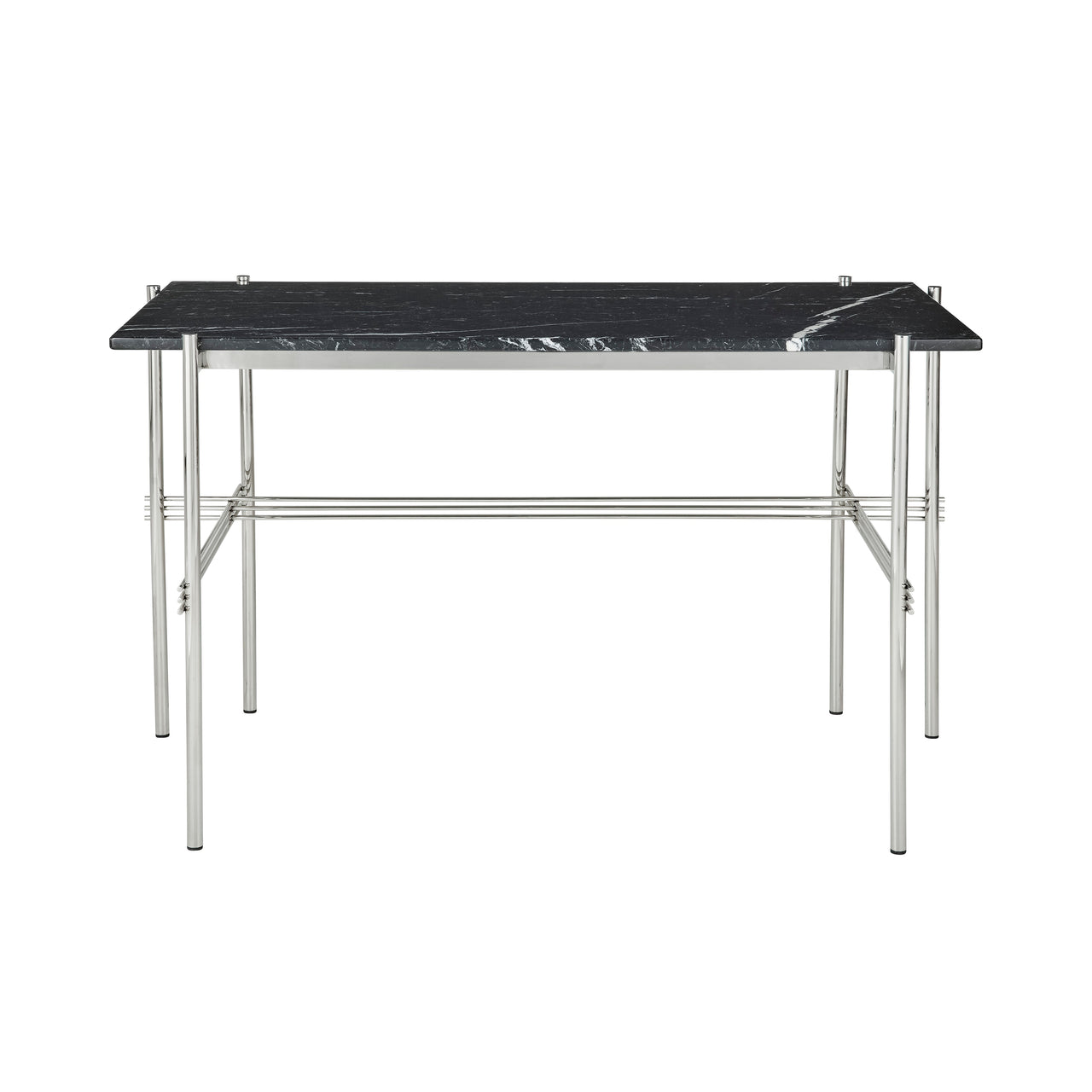 TS Desk: Polished Steel + Black Marquina