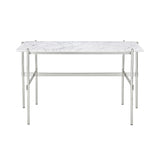 TS Desk: Polished Steel + White Carrara