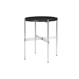 TS Round Side Table: Polished Steel + Black Marquina Marble