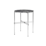 TS Round Side Table: Polished Steel + Grey Emperador Marble