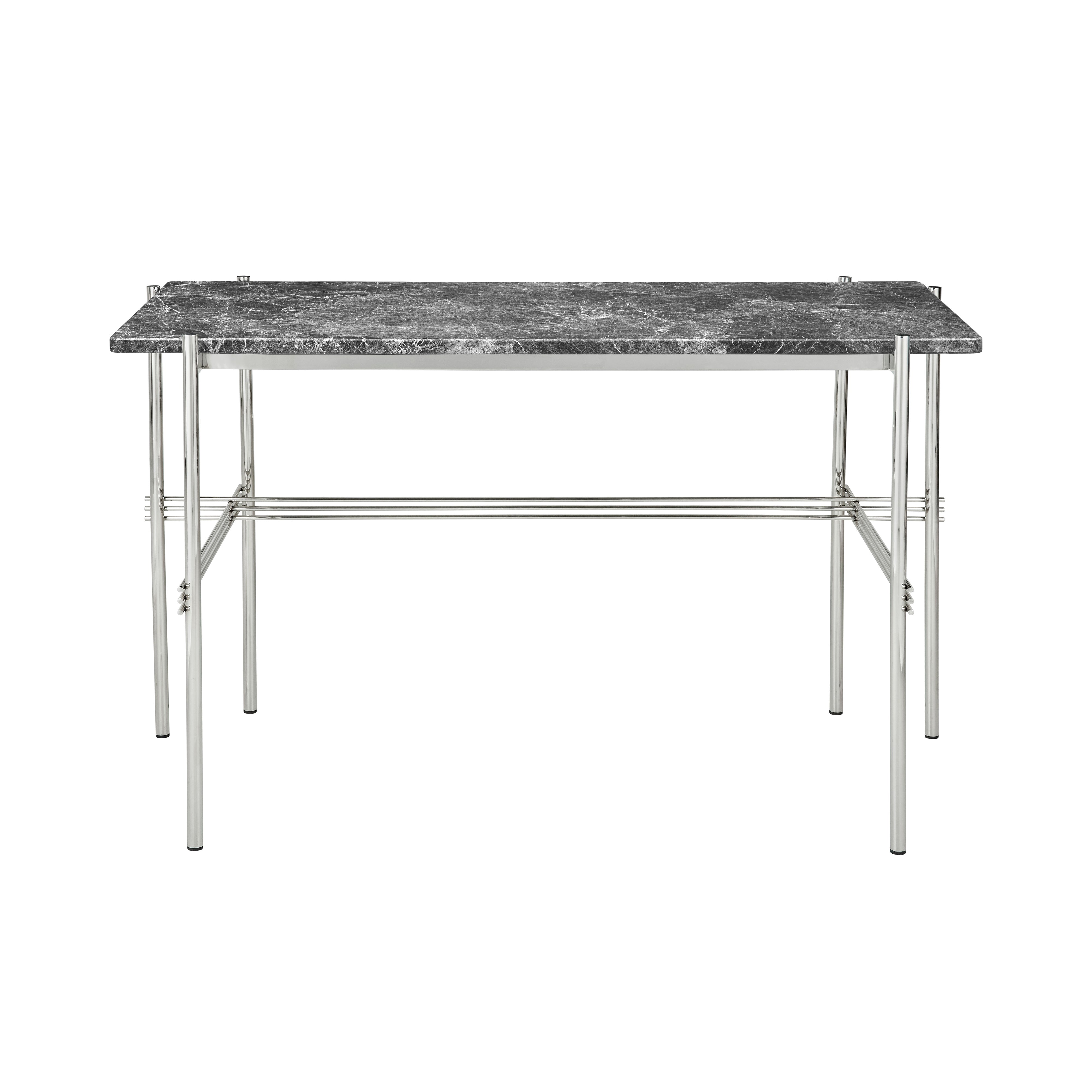 TS Desk: Polished Steel + Grey Emperador