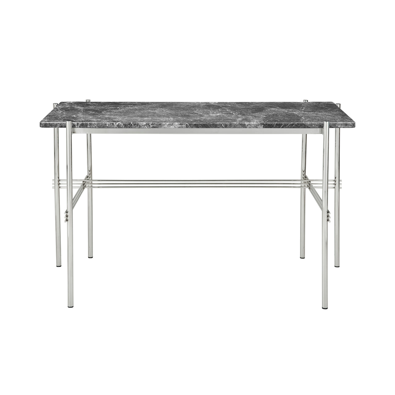 TS Desk: Polished Steel + Grey Emperador