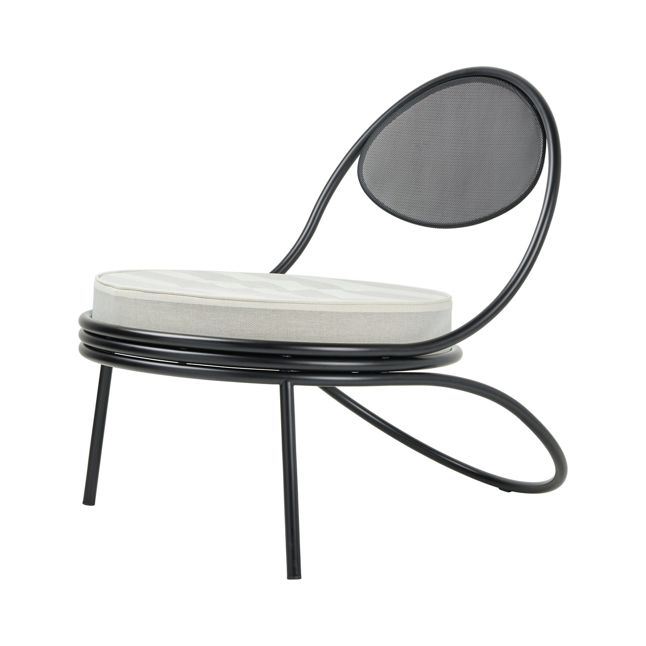 Copacabana Outdoor Lounge Chair: Seat Upholstered + Black Semi Matt +  Limonta 020
