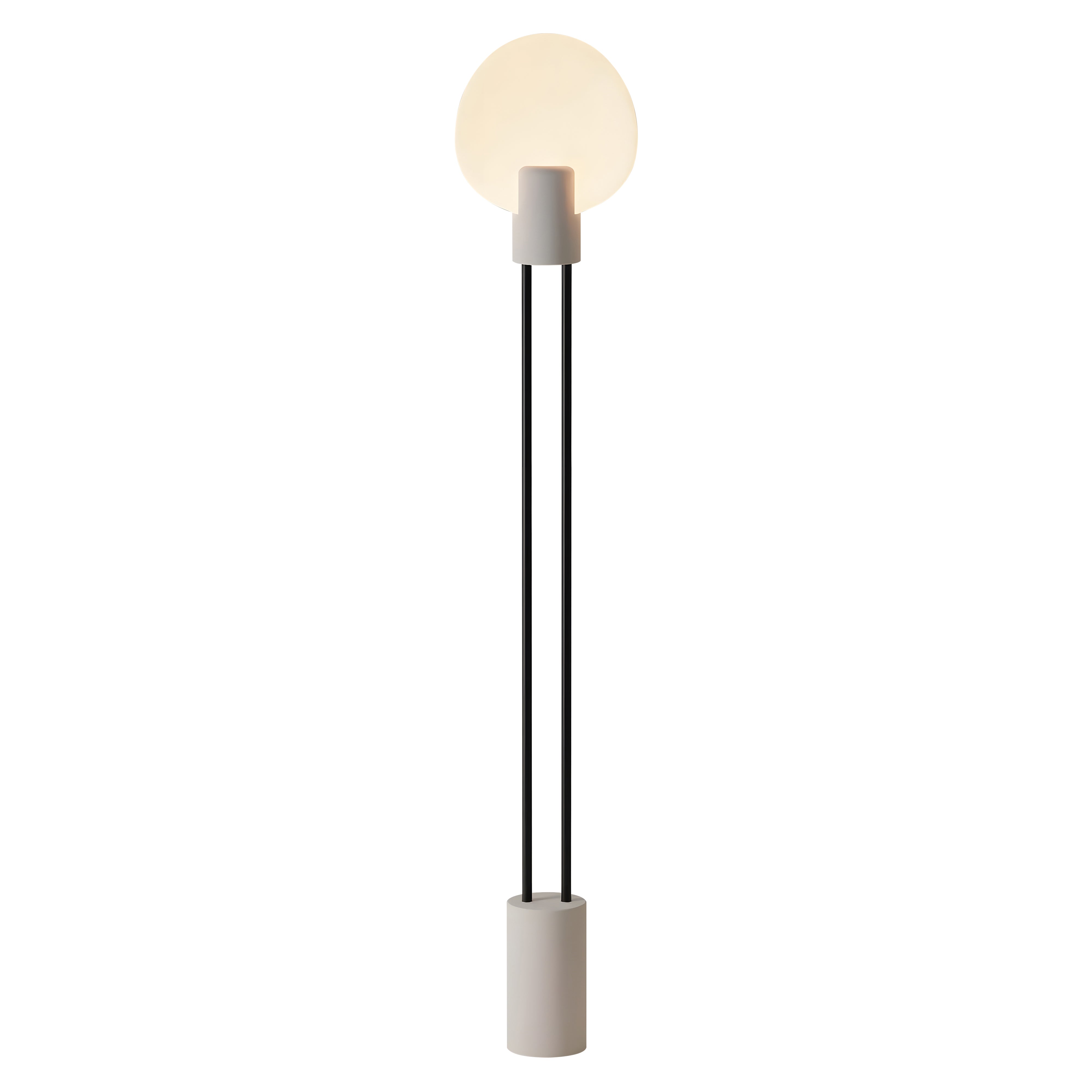 Pavone Floor Light: Stone + Black