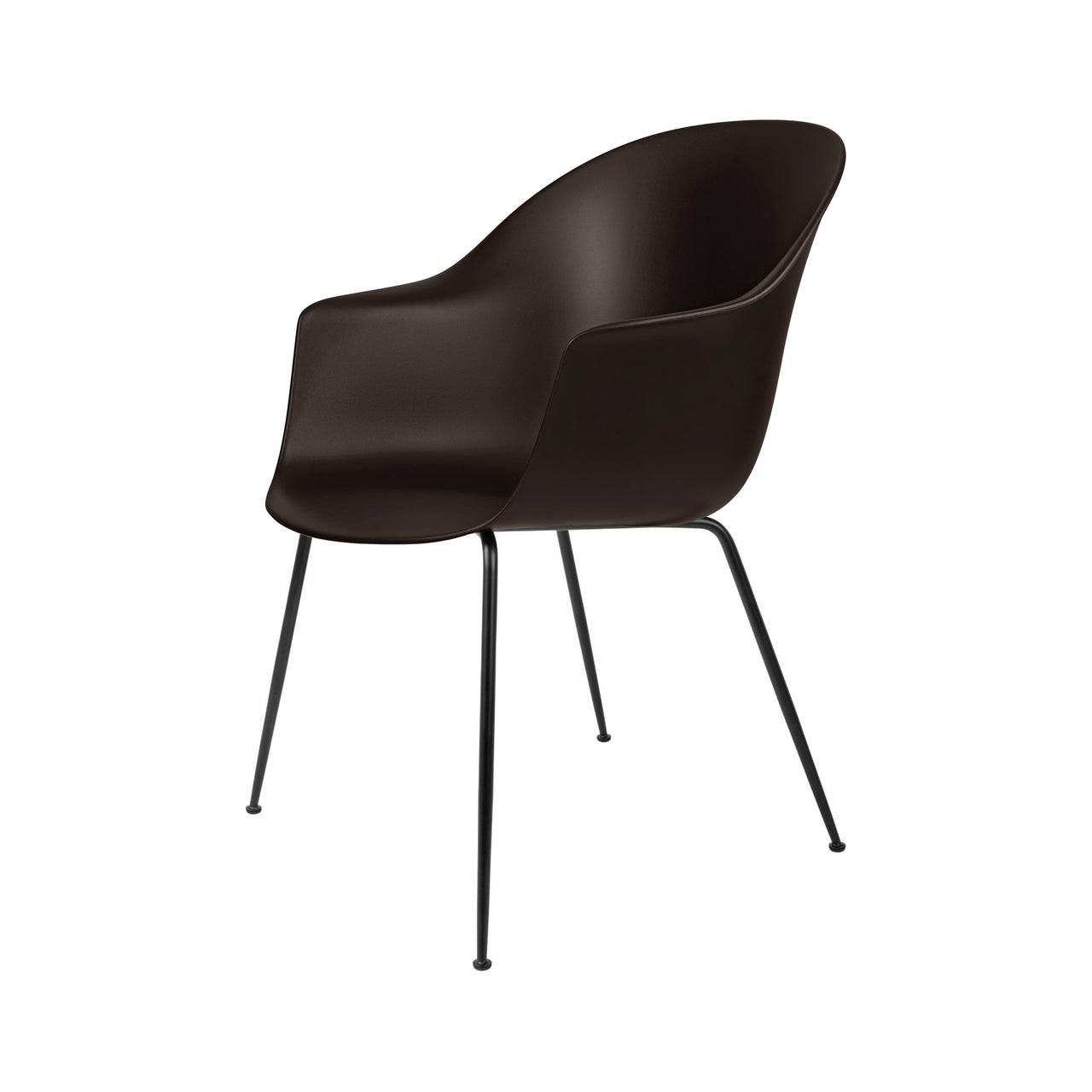 Bat Dining Chair: Conic Base + Mocha Brown + Black Matt
