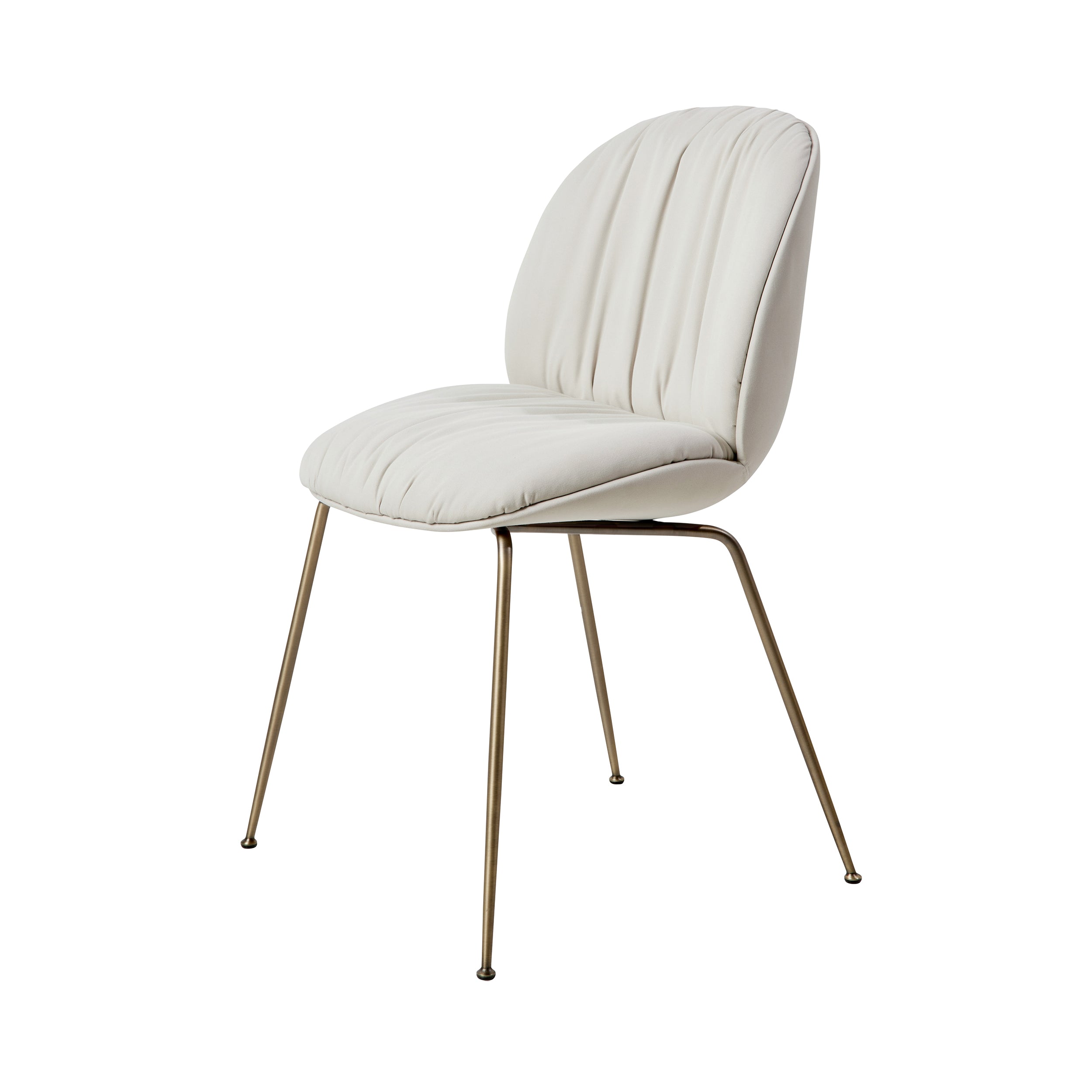 Beetle Soft Dining Chair: Conic base + Fully Upholstered + Antique Brass