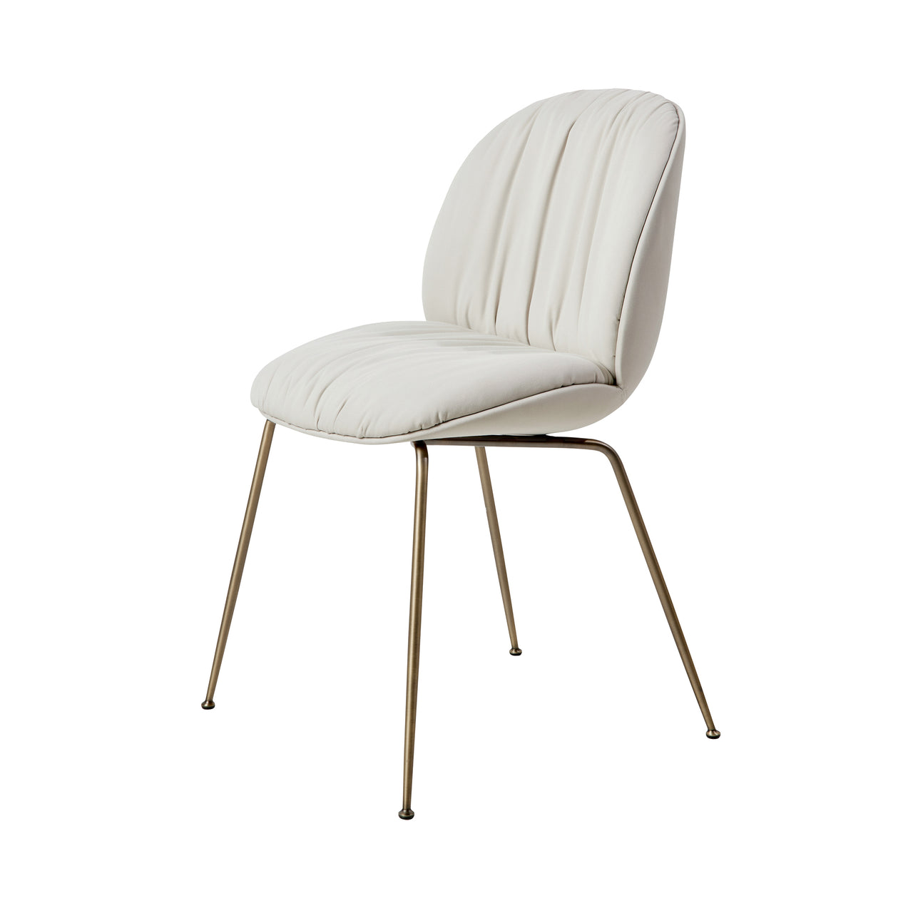 Beetle Soft Dining Chair: Conic base + Fully Upholstered + Antique Brass