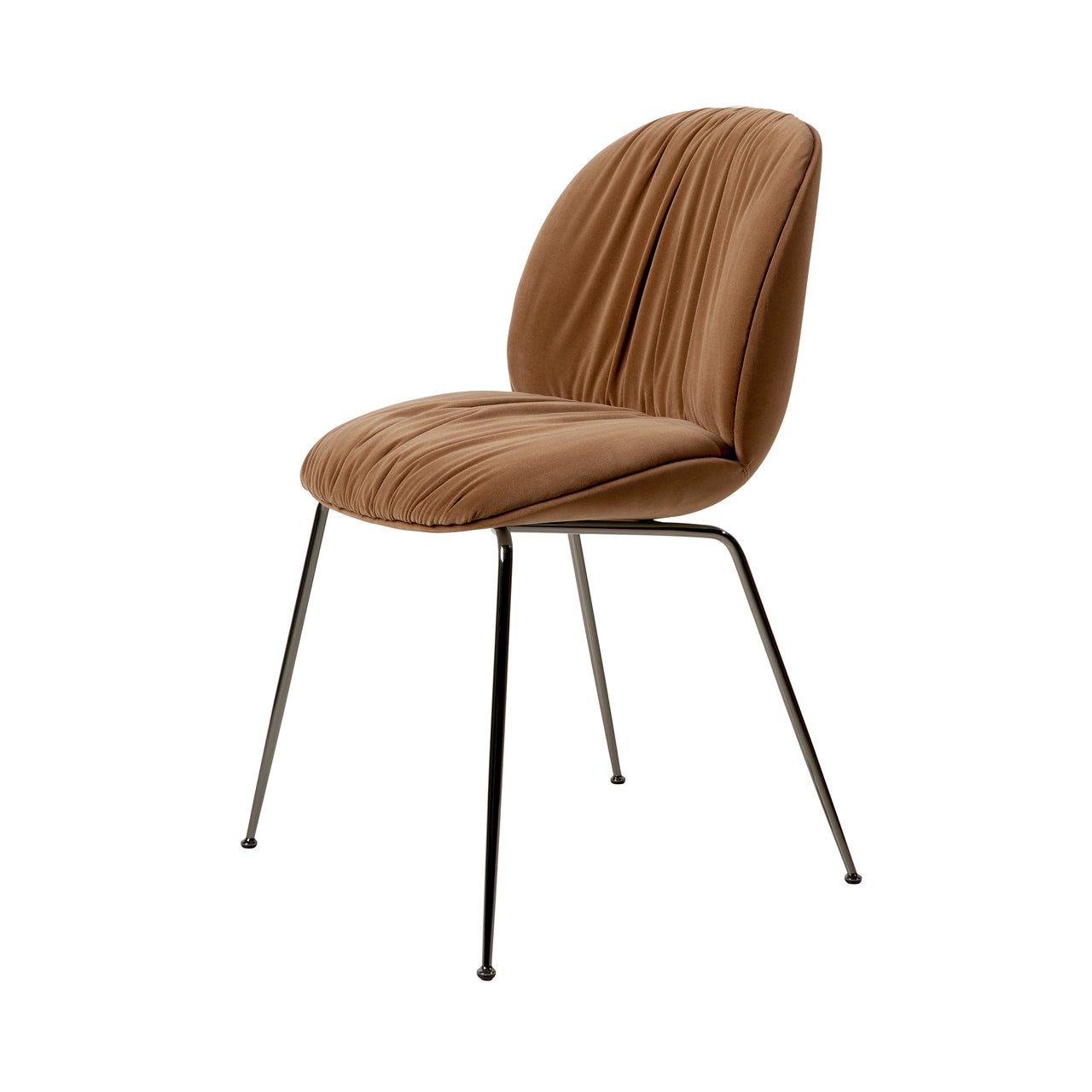 Beetle Soft Dining Chair: Conic base + Fully Upholstered + Black Chrome