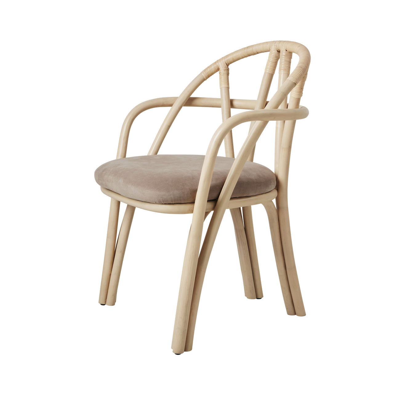 Bistra Dining Armchair: Seat Upholstered + Natural Lacquered Rattan