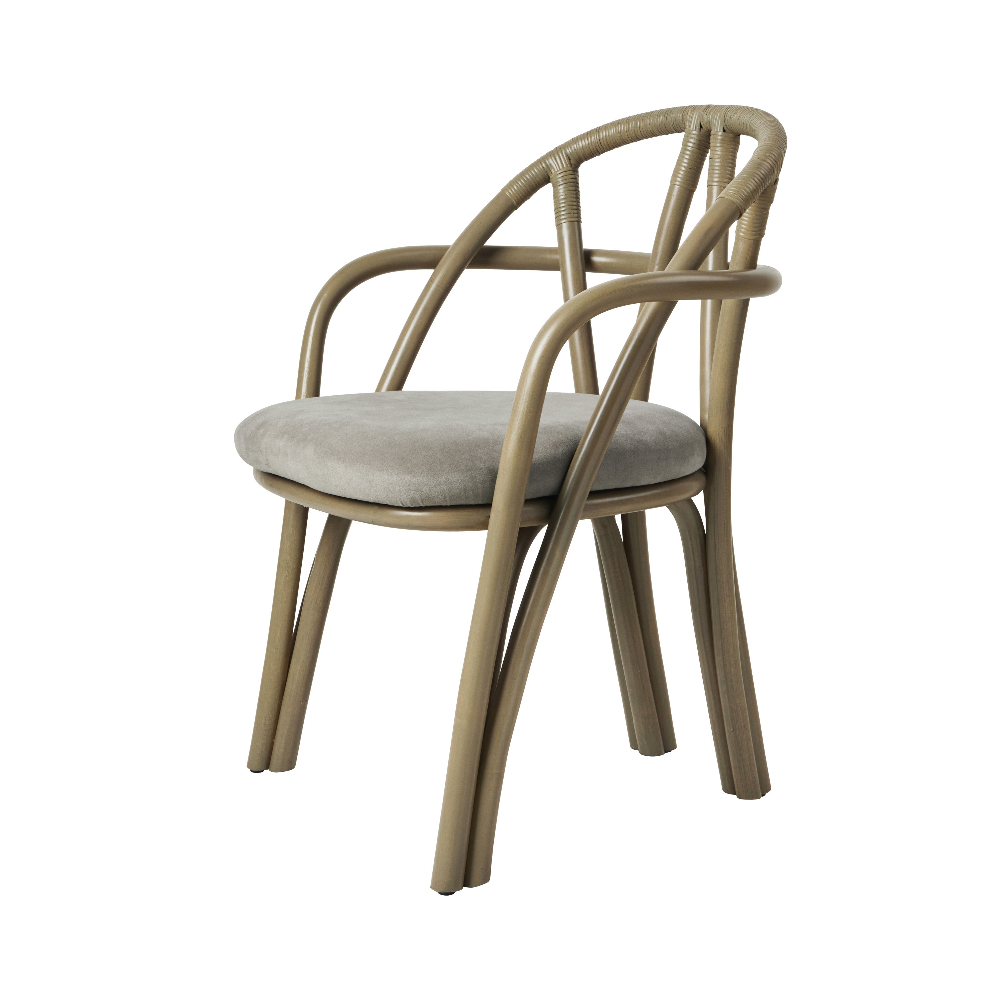 Bistra Dining Armchair: Seat Upholstered + Olive Stained Rattan