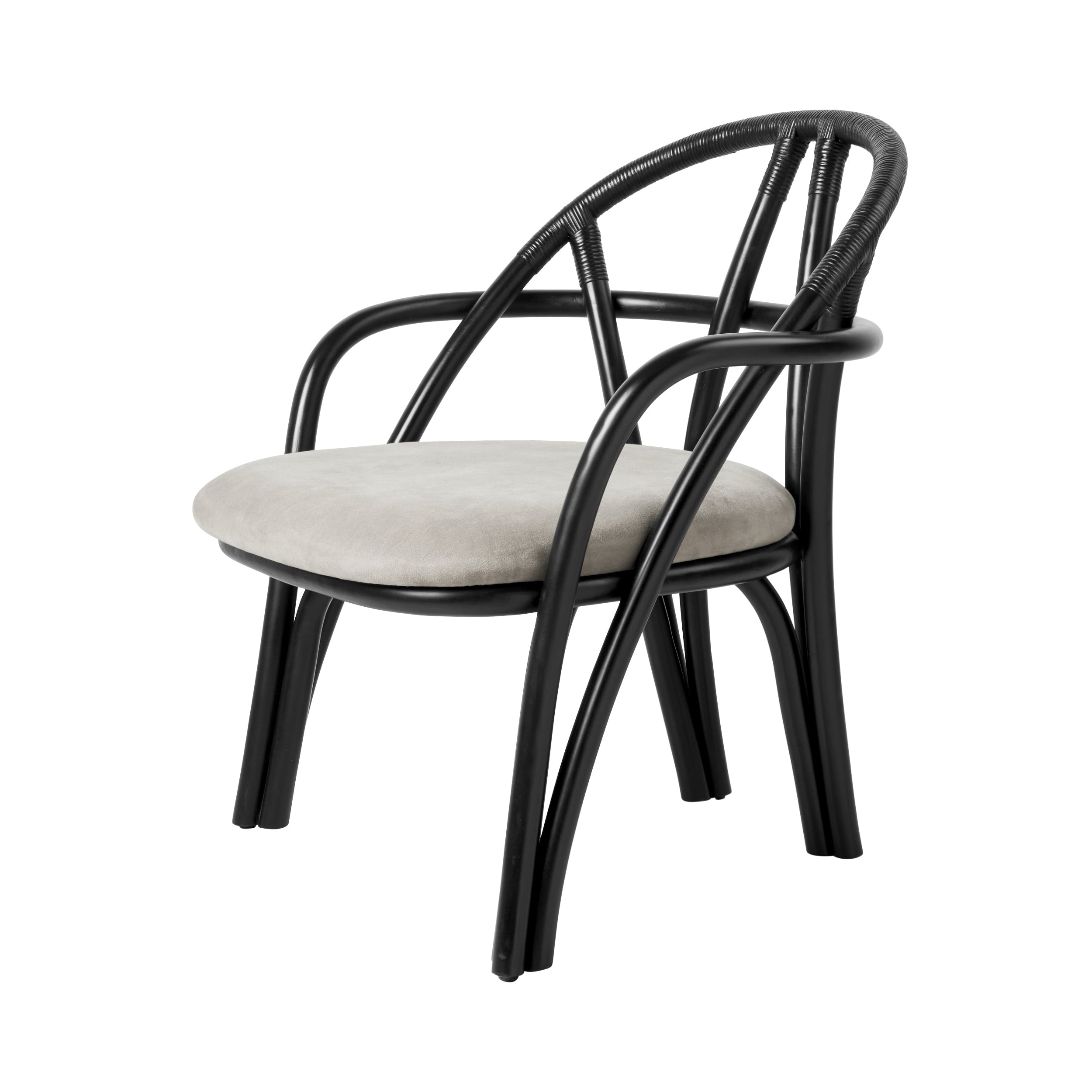 Bistra Lounge Chair: Seat Upholstered + Ebony Painted Rattan
