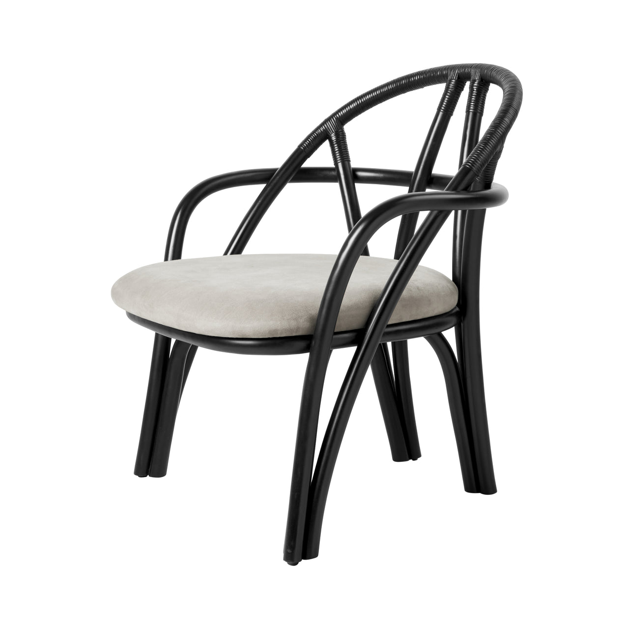 Bistra Lounge Chair: Seat Upholstered + Ebony Painted Rattan