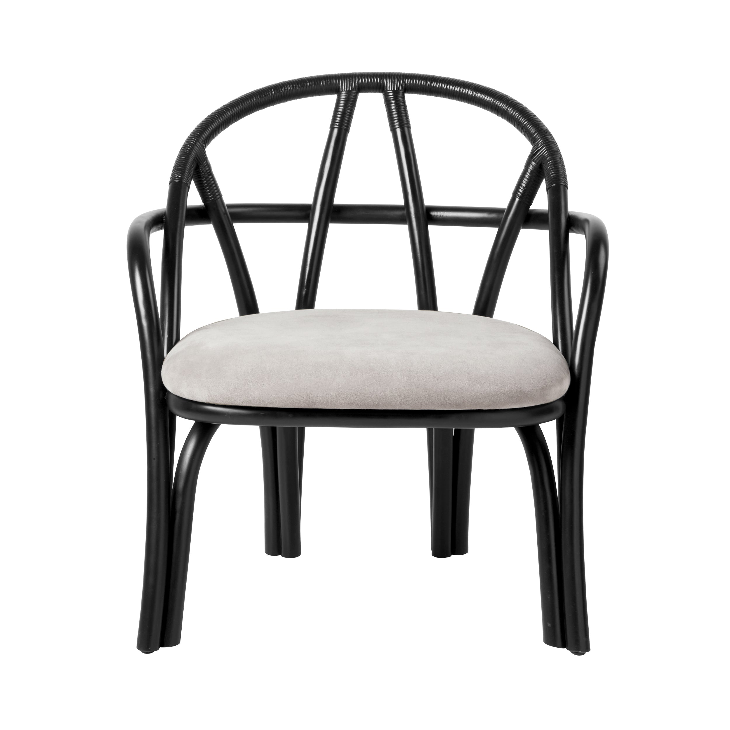 Bistra Lounge Chair: Seat Upholstered + Ebony Painted Rattan