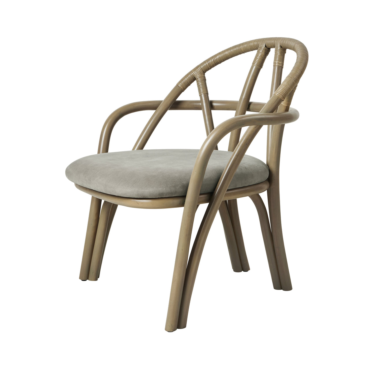 Bistra Lounge Chair: Seat Upholstered + Olive Stained Rattan