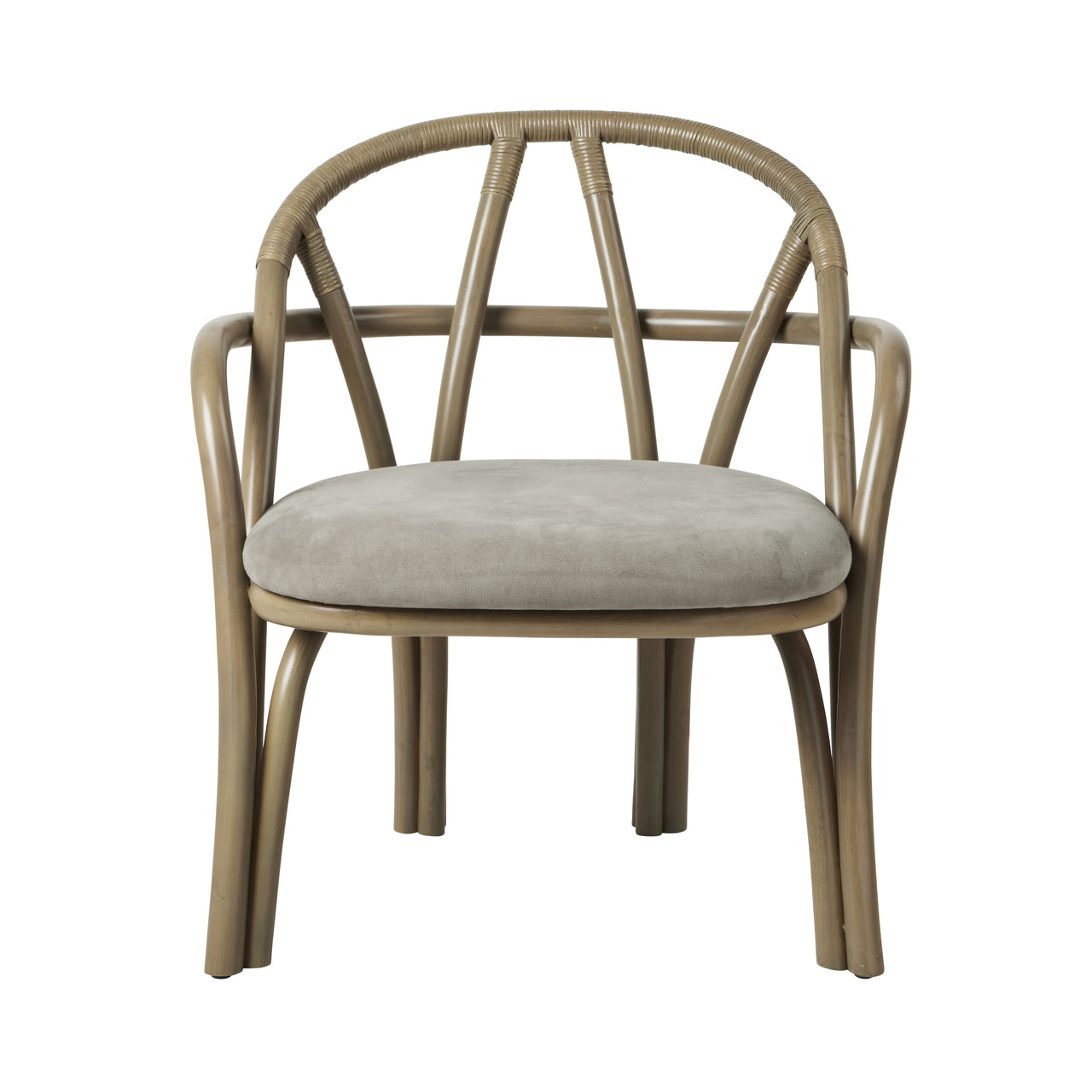 Bistra Lounge Chair: Seat Upholstered + Olive Stained Rattan