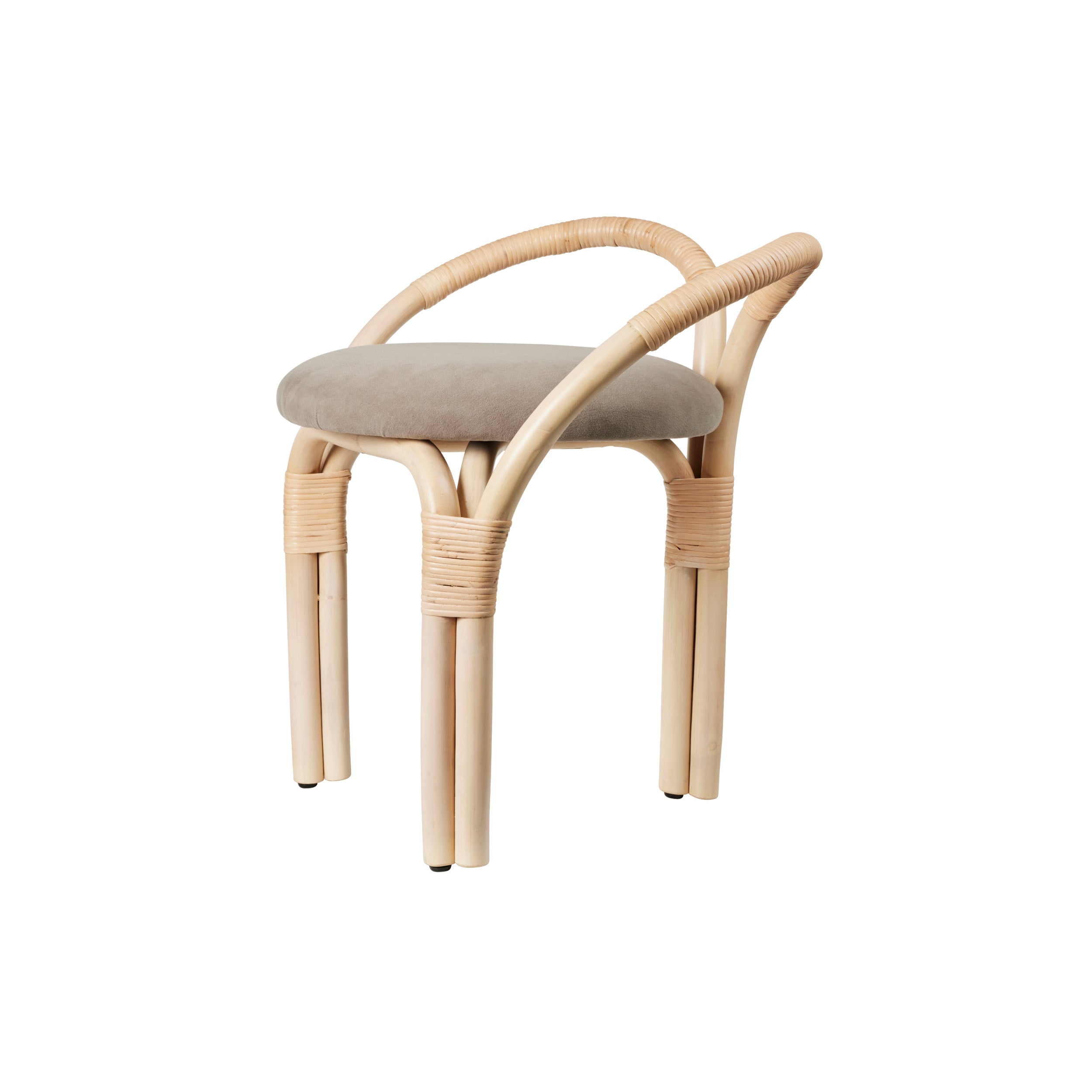 Bistra Stool: Seat Upholstered + Natural Lacquered Rattan