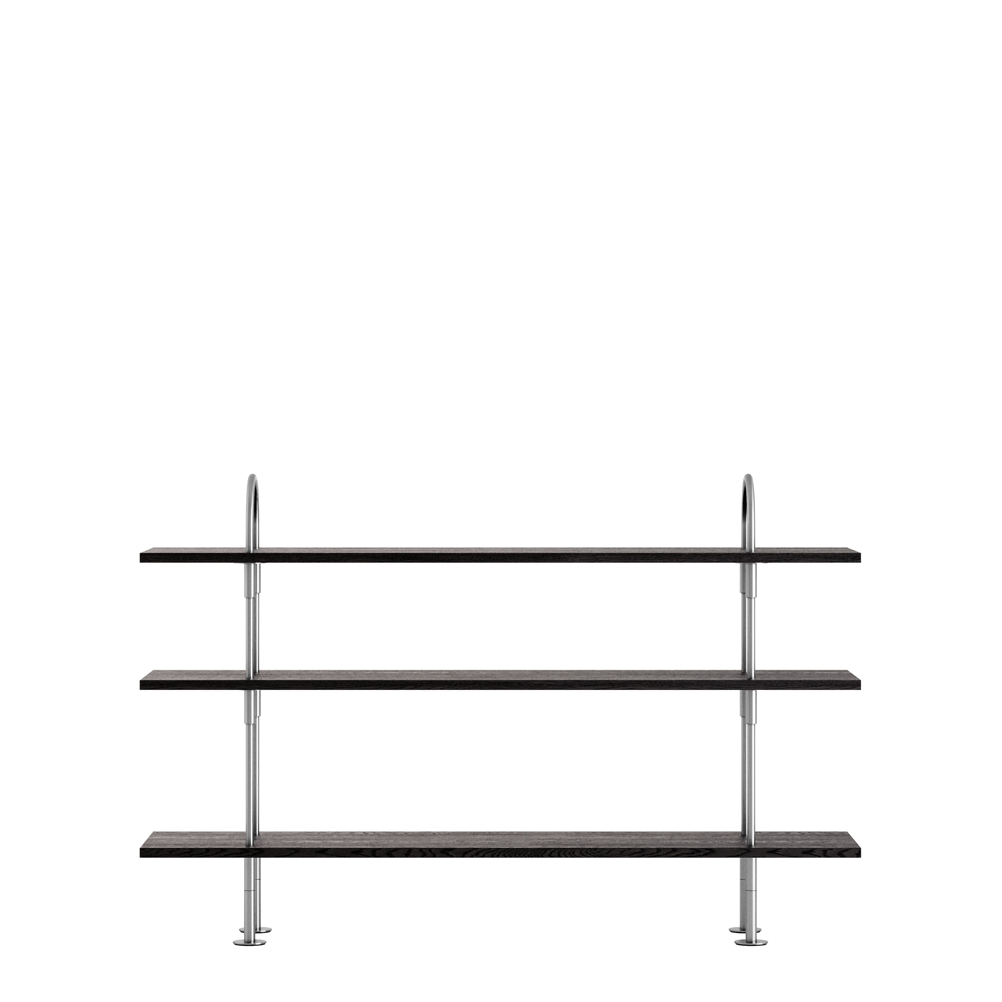 Keen Shelving System: System 2 + Satin Stainless Steel + Brown + Black 