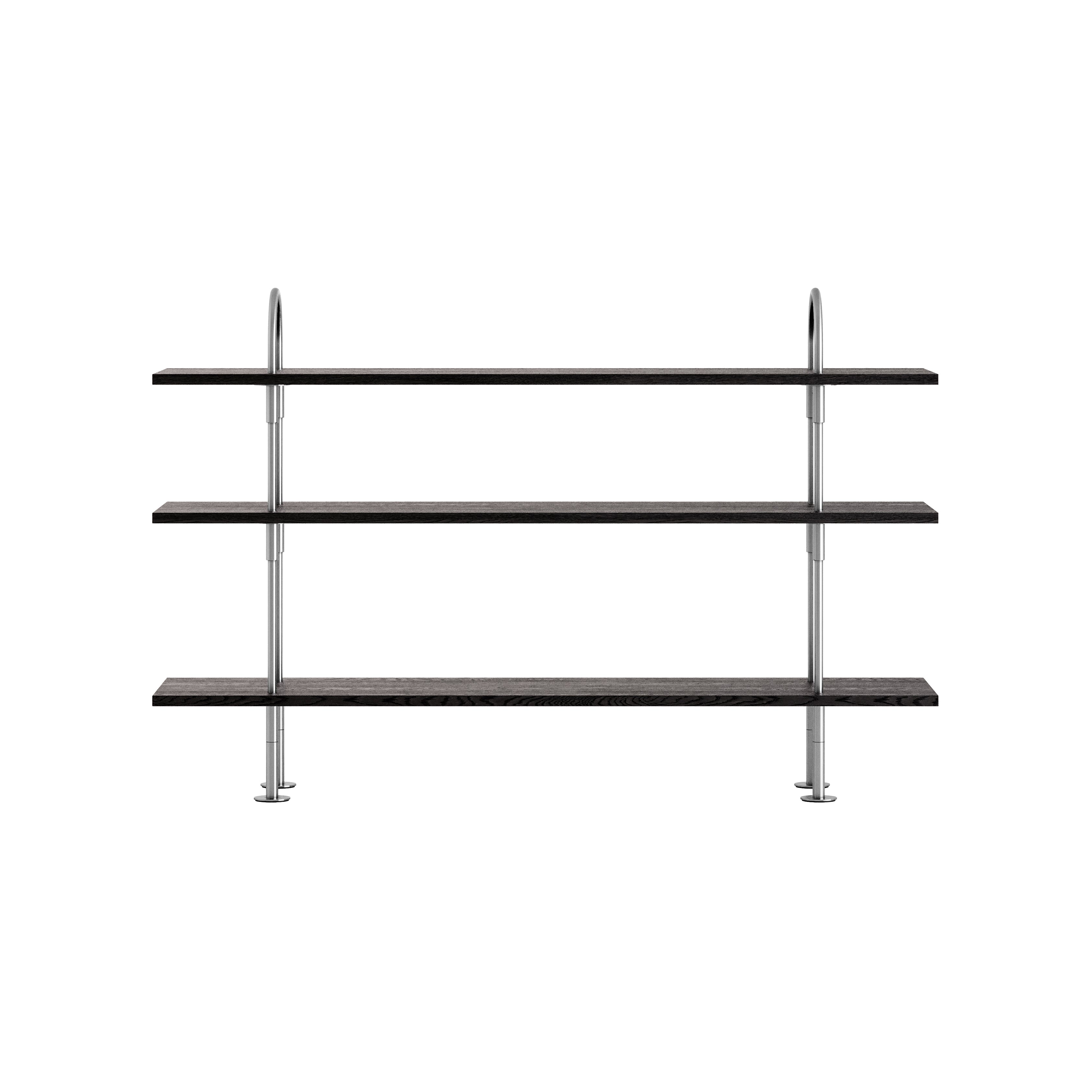 Keen Shelving System: System 2 + Satin Stainless Steel + Brown + Black Ash