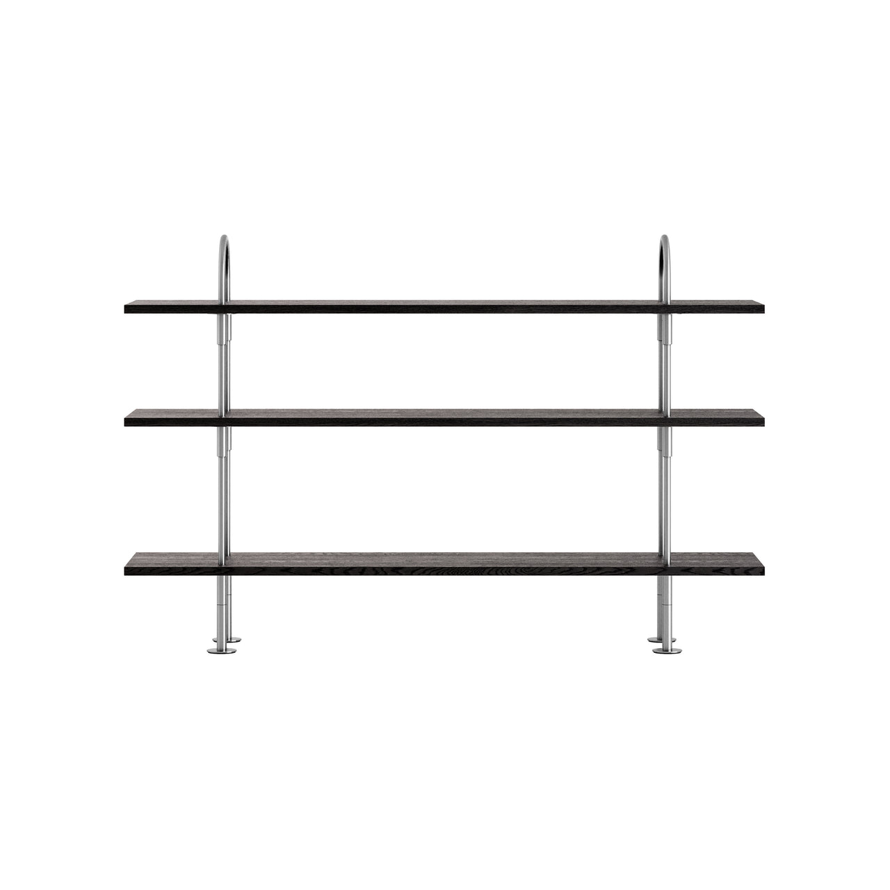Keen Shelving System: System 2 + Satin Stainless Steel + Brown + Black Ash