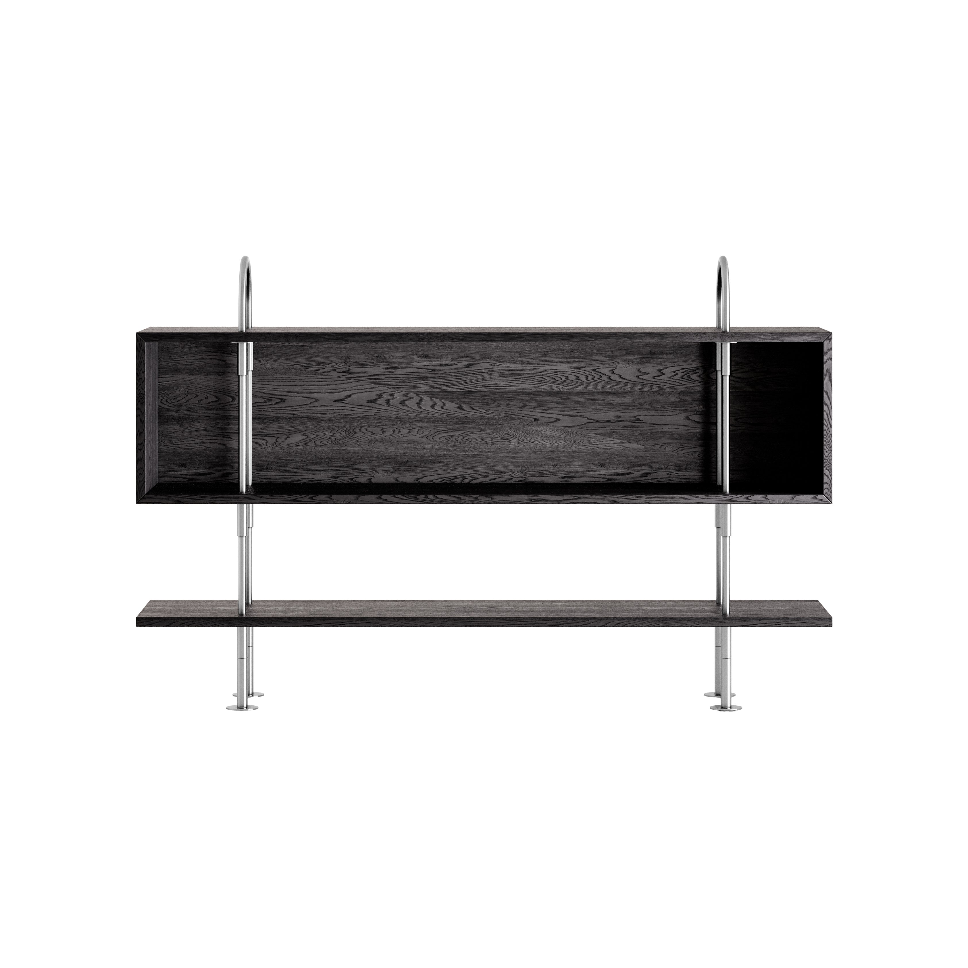 Keen Shelving System: System 1 + Satin Stainless Steel + Brown + Black Ash