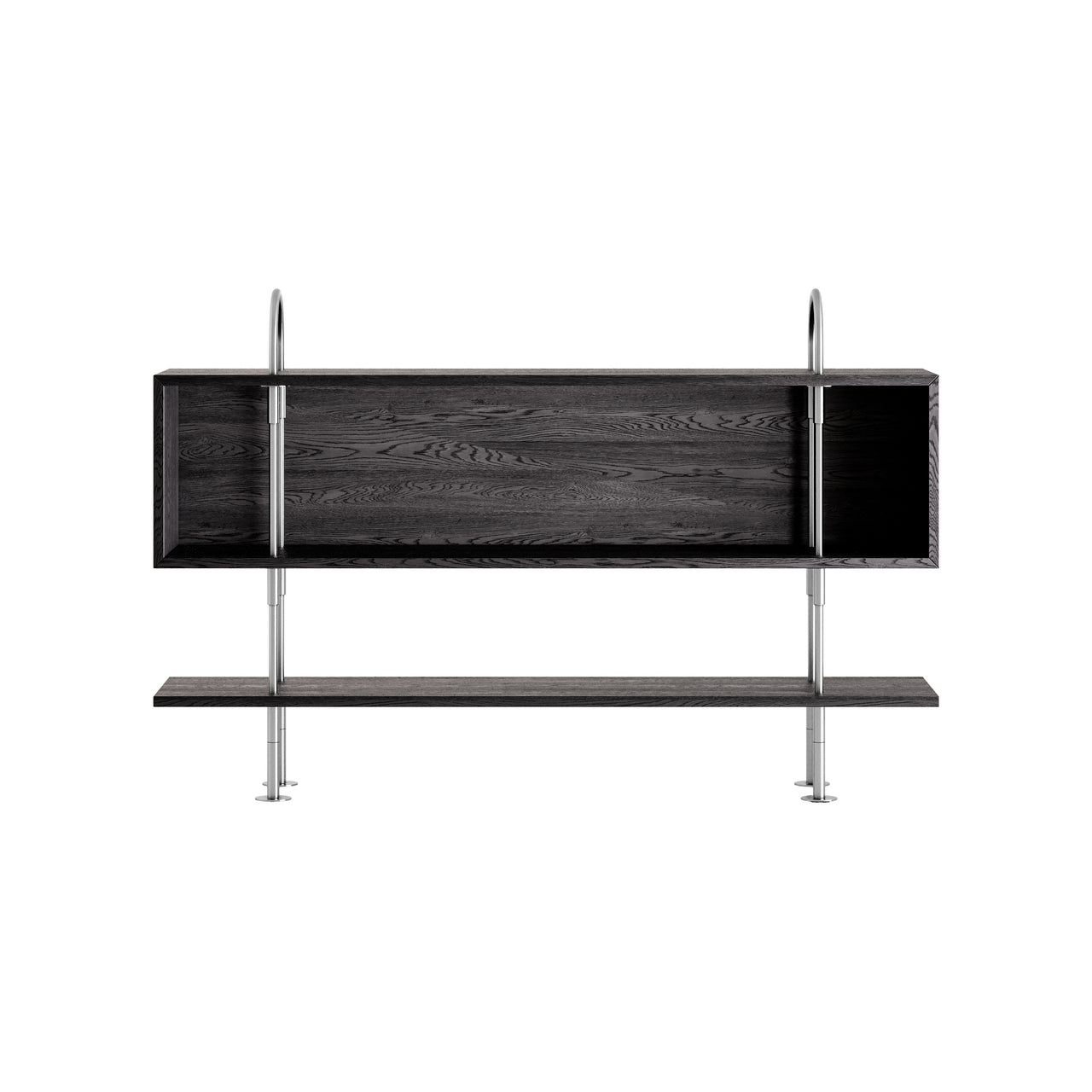 Keen Shelving System: System 1 + Satin Stainless Steel + Brown + Black Ash