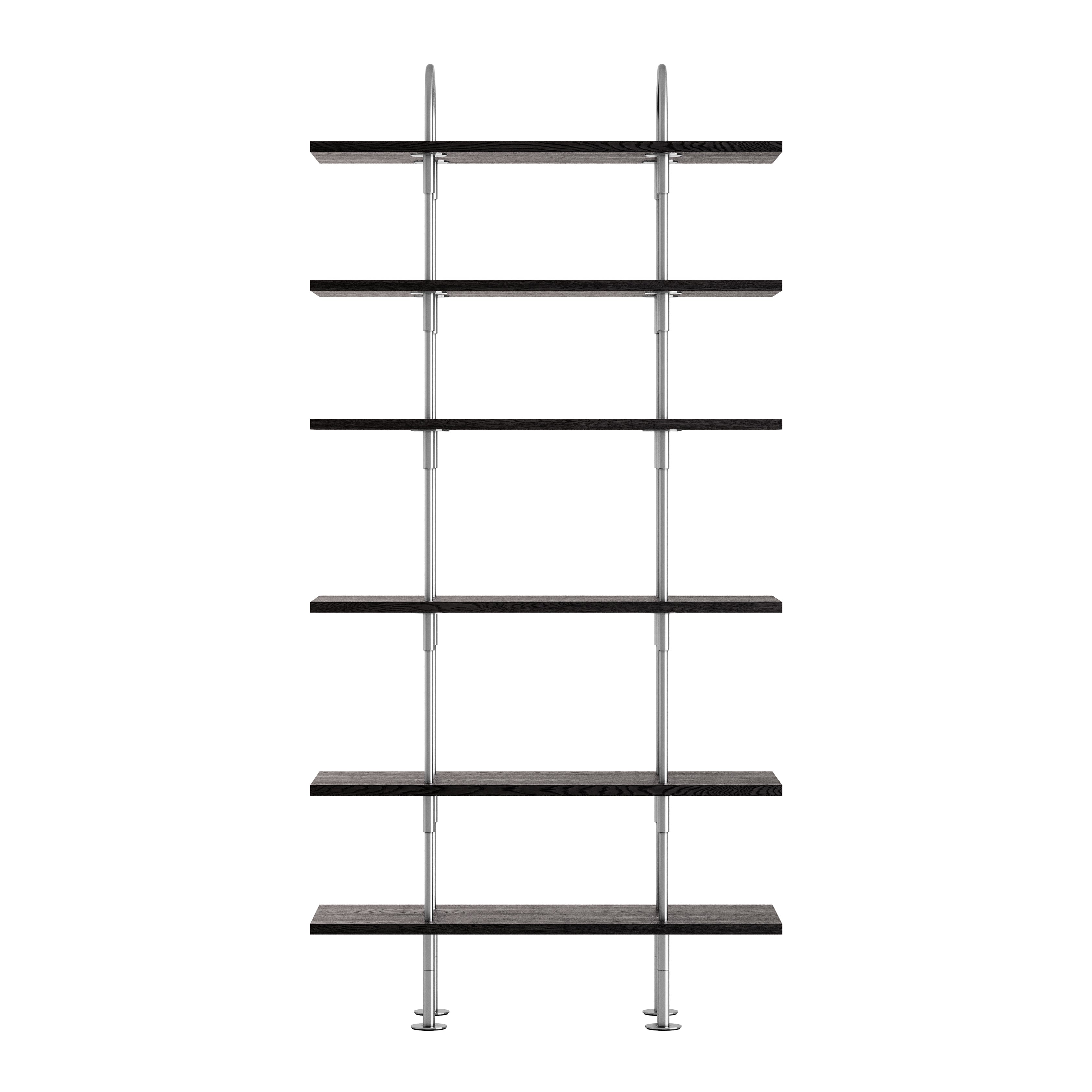 Keen Shelving System: System 4 + Satin Stainless Steel + Brown + Black 