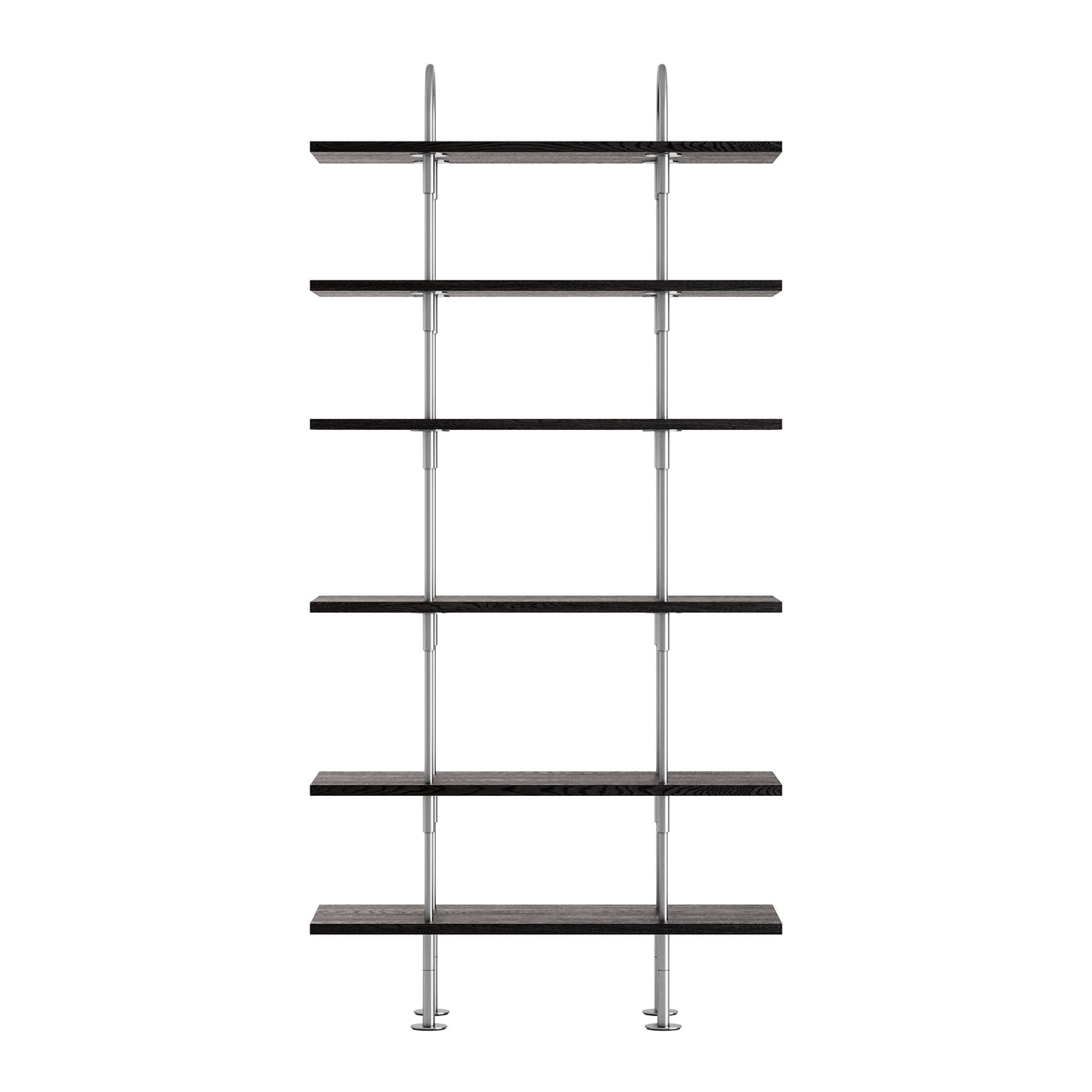 Keen Shelving System: System 4 + Satin Stainless Steel + Brown + Black 
