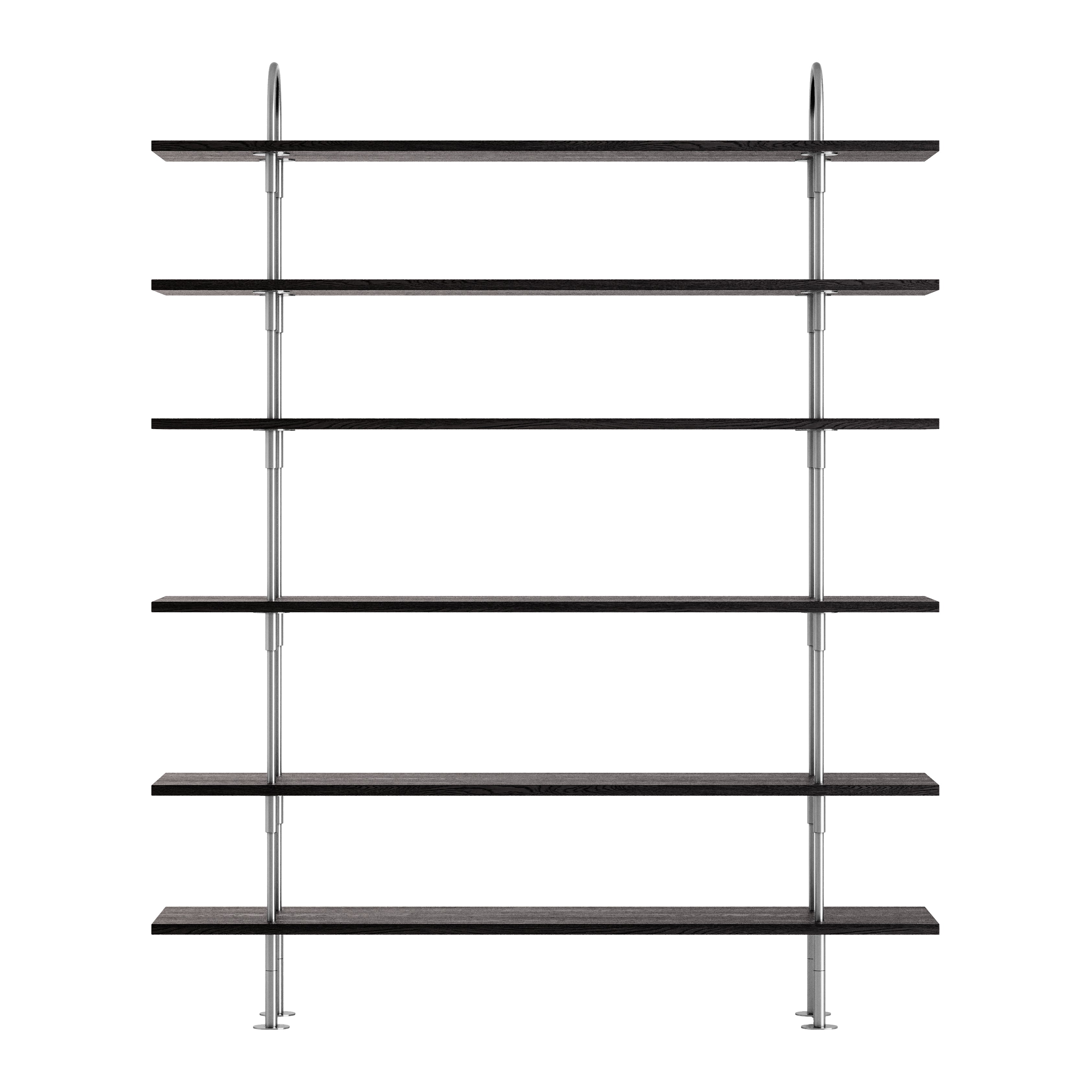 Keen Shelving System: System 6 + Satin Stainless Steel + Brown + Black 