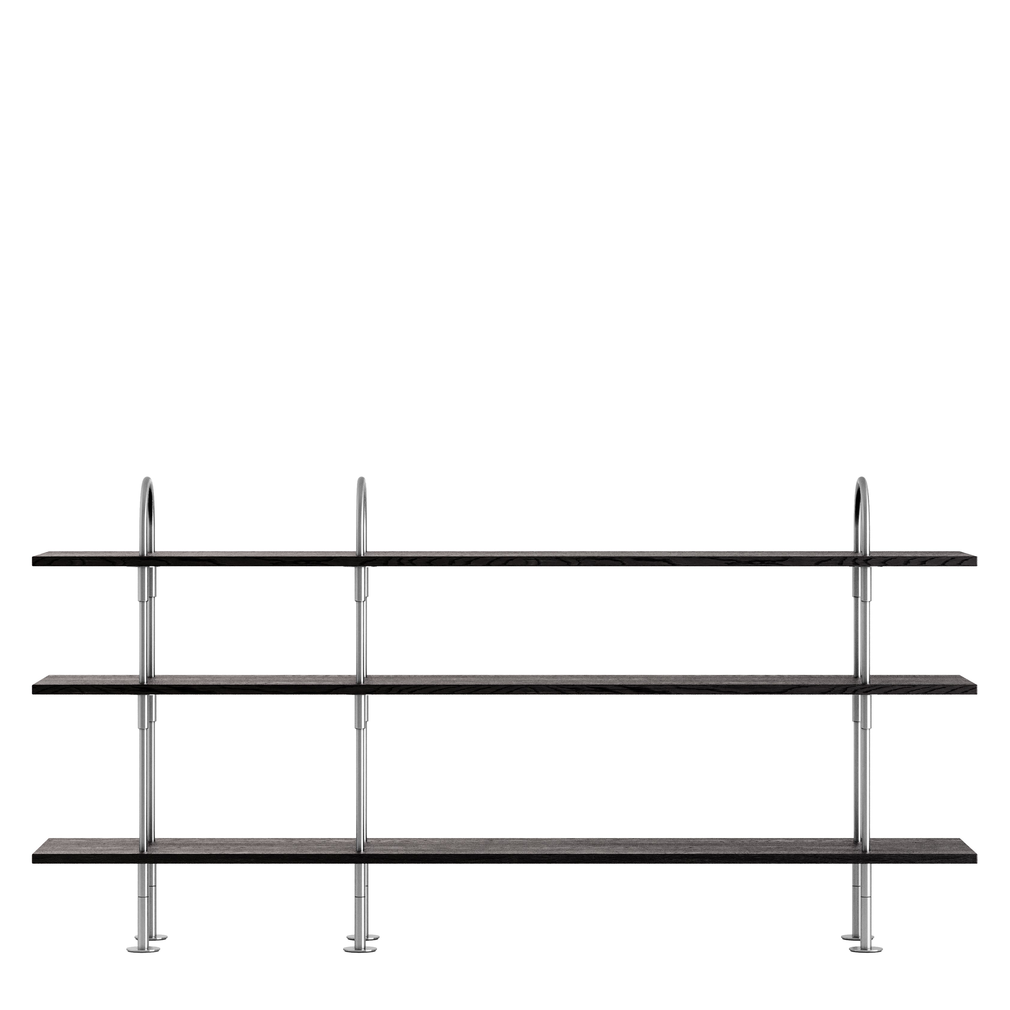 Keen Shelving System: System 3 + Satin Stainless Steel + Brown + Black 