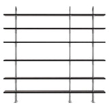 Keen Shelving System: System 7 + Satin Stainless Steel + Brown + Black Ash
