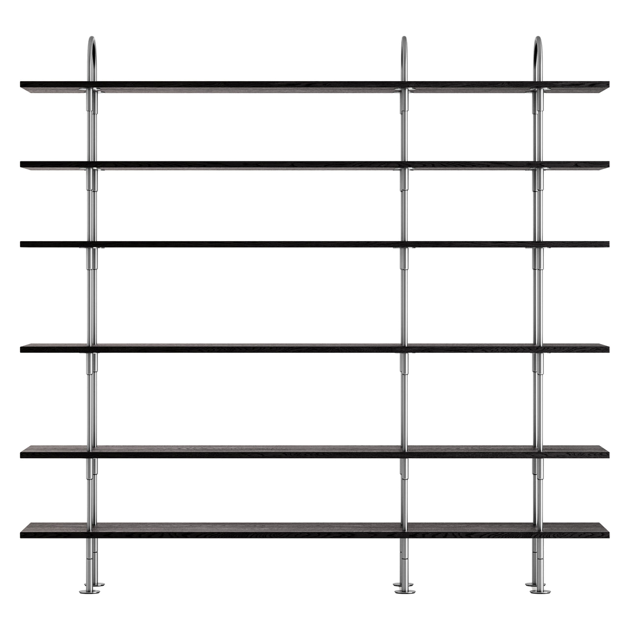 Keen Shelving System: System 7 + Satin Stainless Steel + Brown + Black Ash