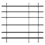 Keen Shelving System: System 7 + Satin Stainless Steel + Brown + Black Ash