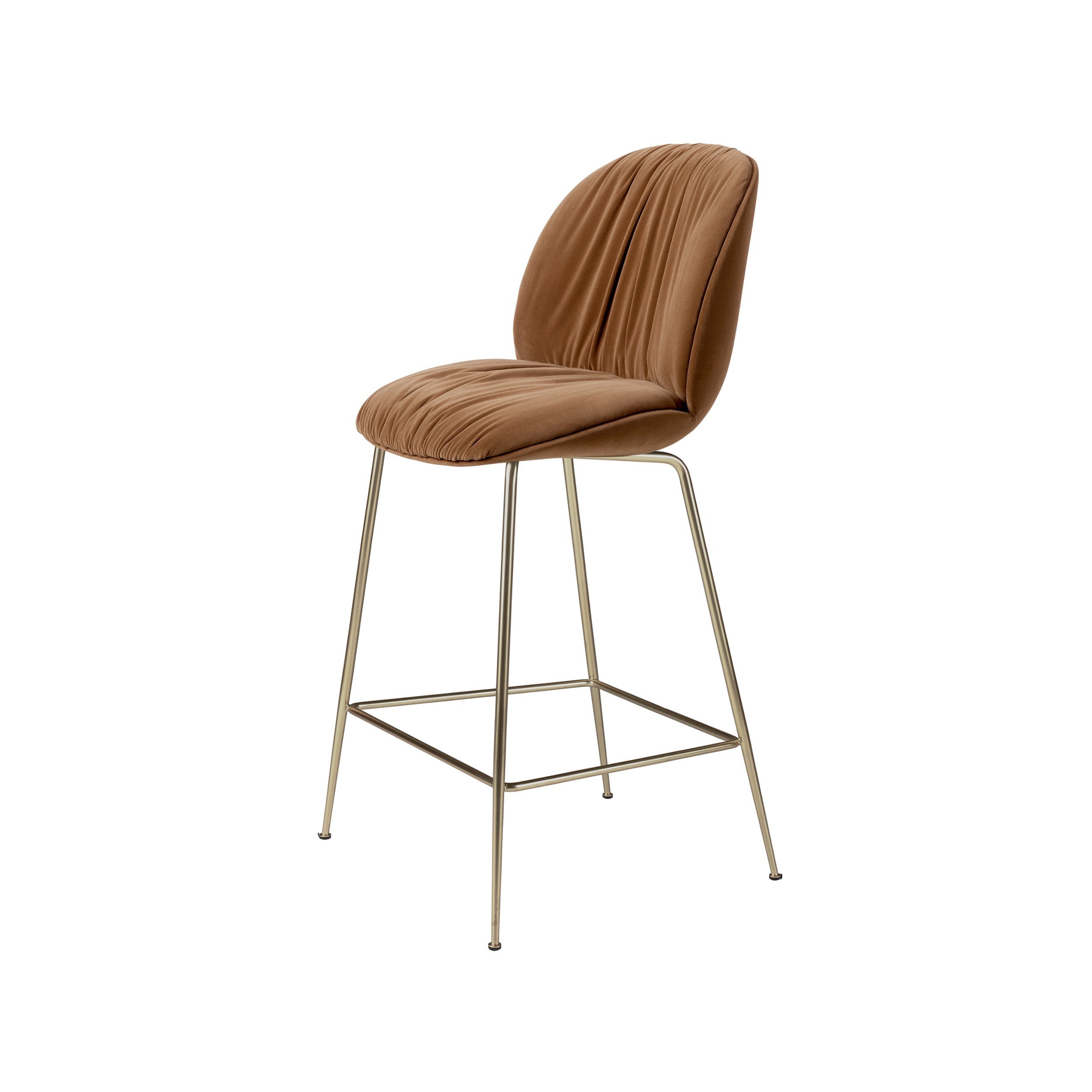 Beetle Soft Bar + Counter Chair: Conic base + Fully Upholstered + Counter + Antique Brass