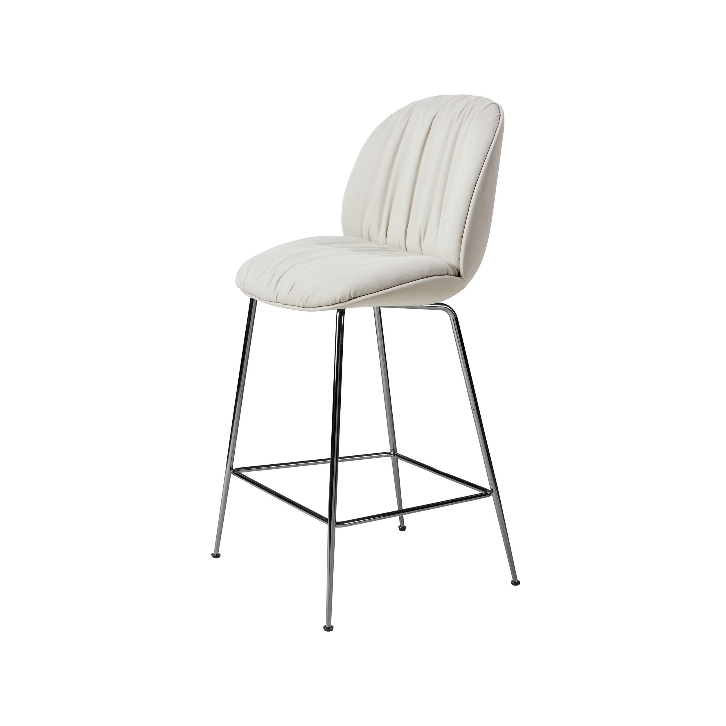 Beetle Soft Bar + Counter Chair: Conic base + Fully Upholstered + Counter + Black Chrome