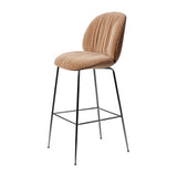 Beetle Soft Bar Chair: Conic Base + Front Upholstered + American Walnut + Black Chrome