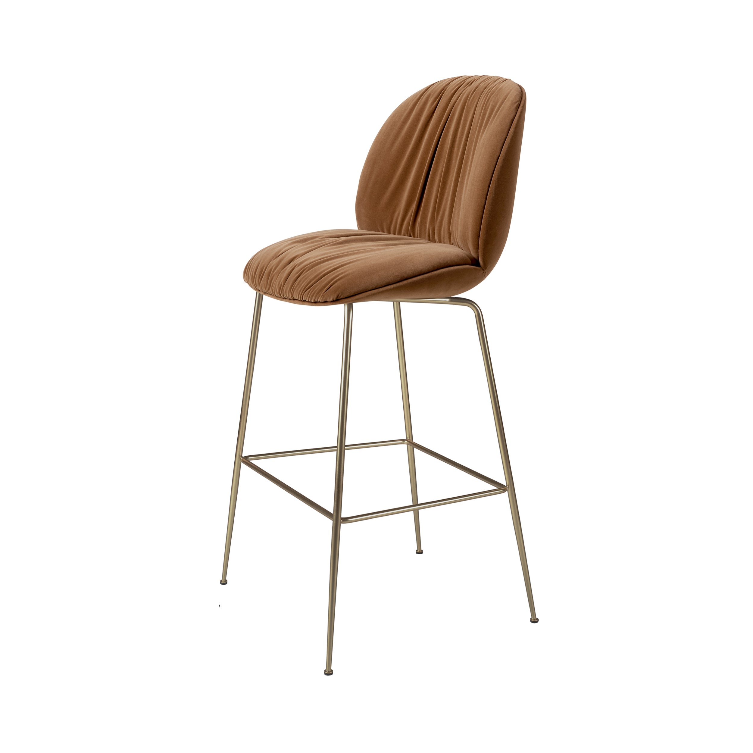 Beetle Soft Bar + Counter Chair: Conic base + Fully Upholstered + Bar + Antique Brass