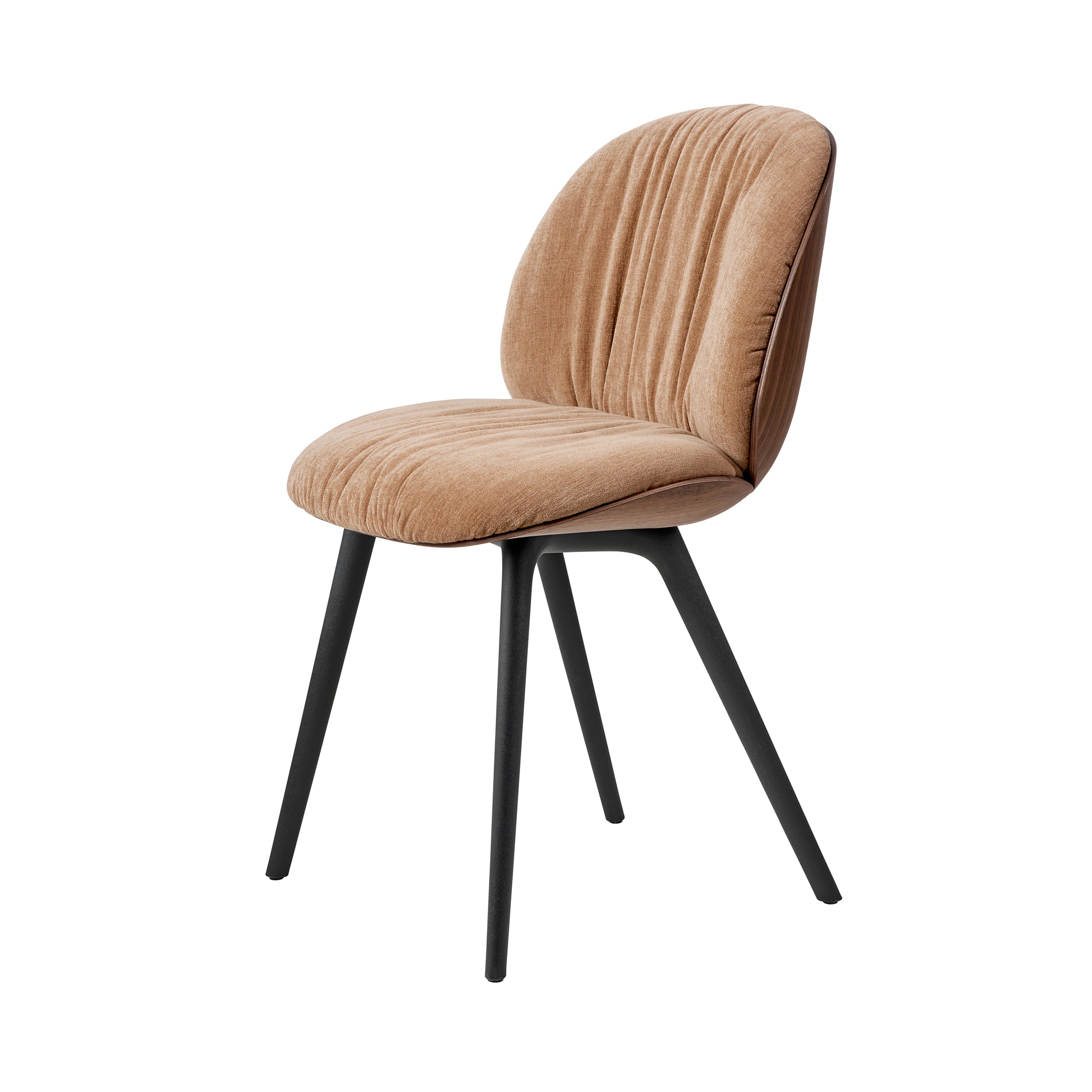 Beetle Soft Dining Chair: Plastic Base + Front Upholstered + American Walnut