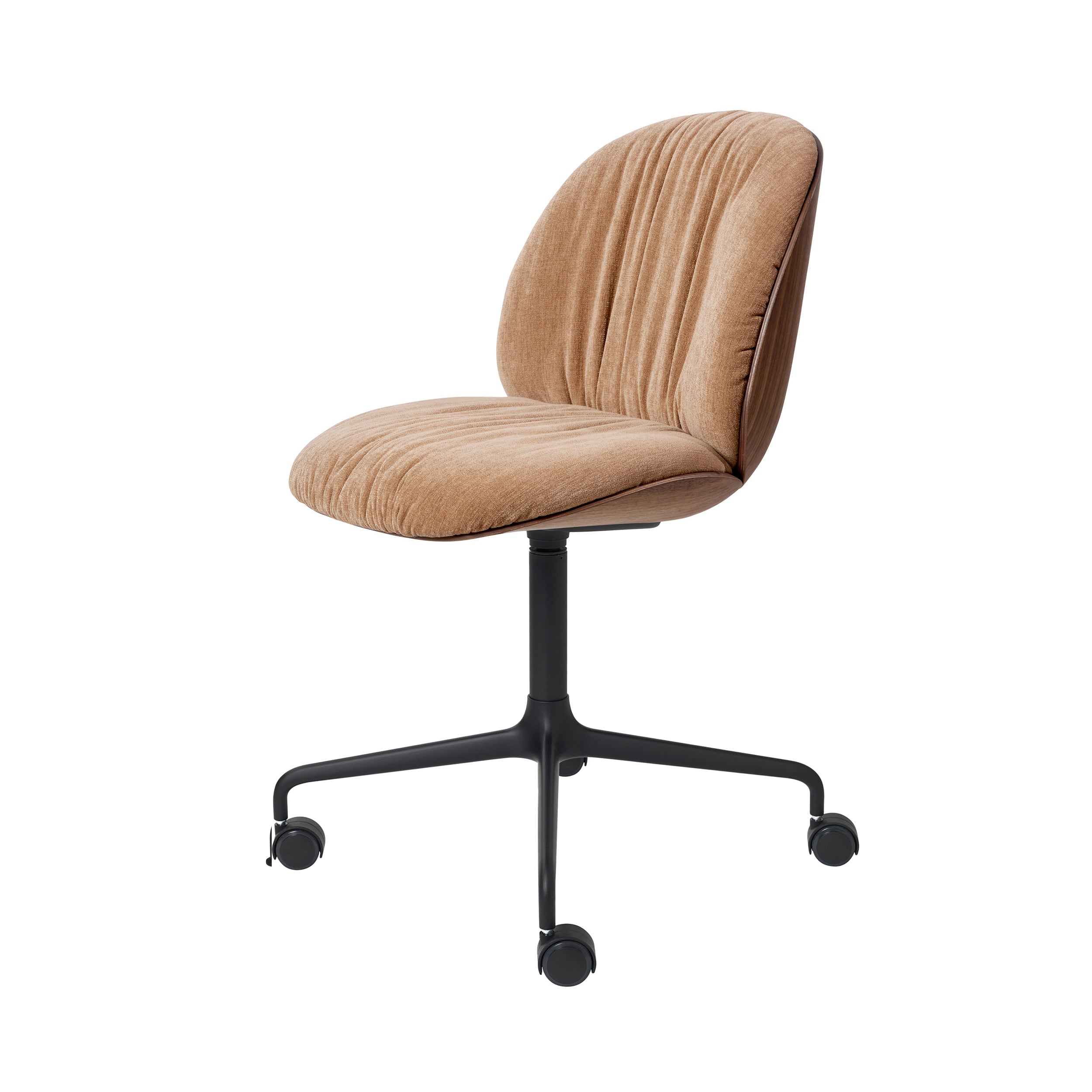 Beetle Soft Meeting Chair: 4 Star Base + Front Upholstered + With Castors + American Walnut