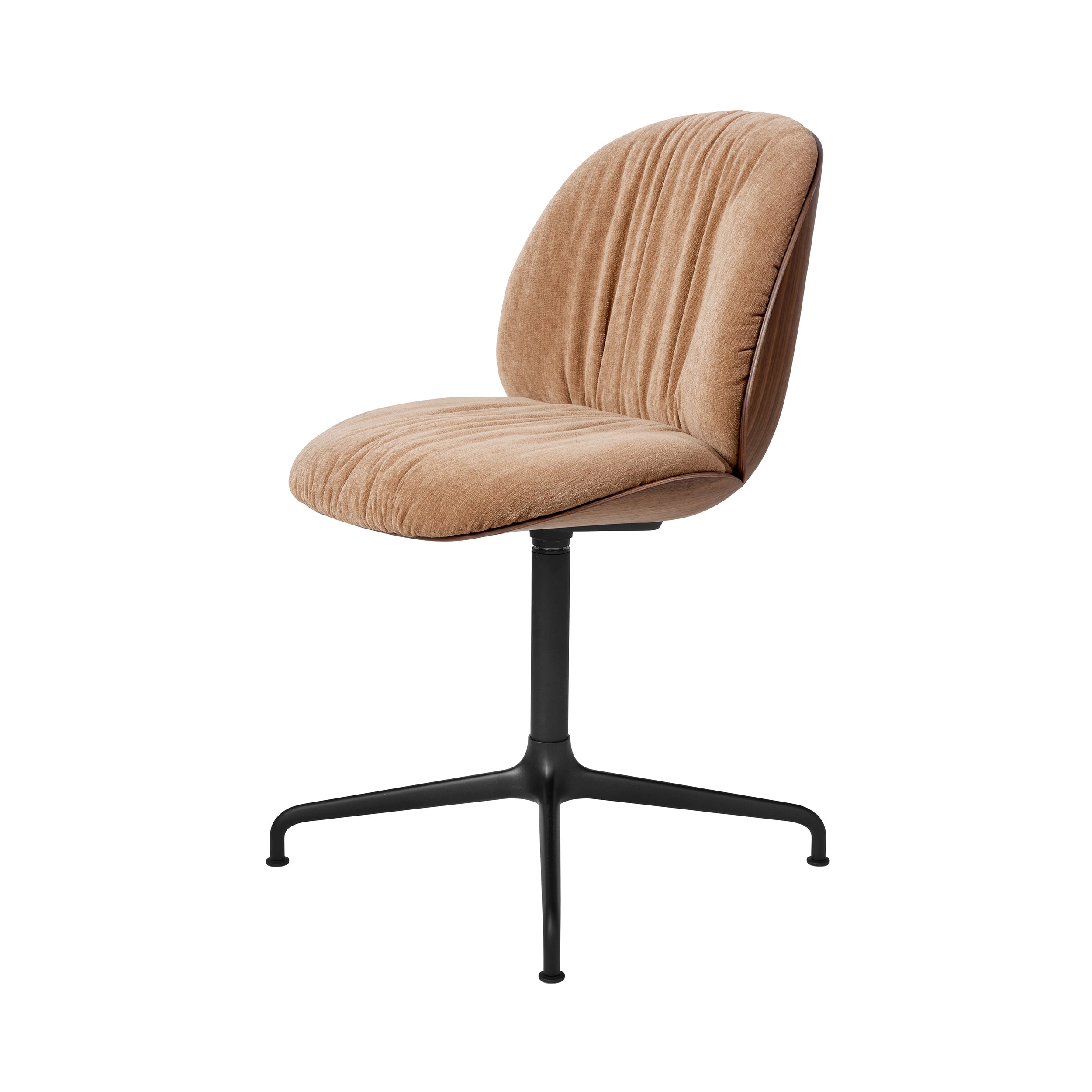 Beetle Soft Meeting Chair: 4 Star Base + Front Upholstered + Without Castors + American Walnut