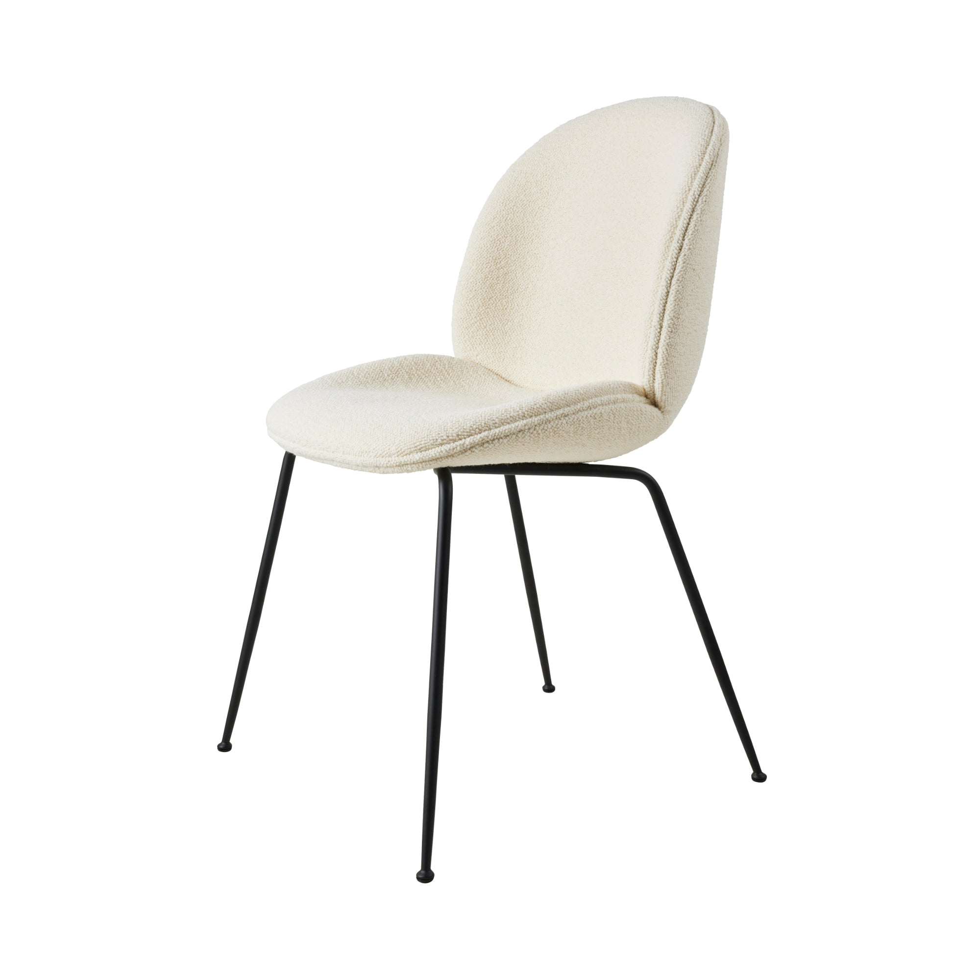 Beetle Dining Chair: Conic Base + Fully Upholstered + Black Matt + Hearth 01
