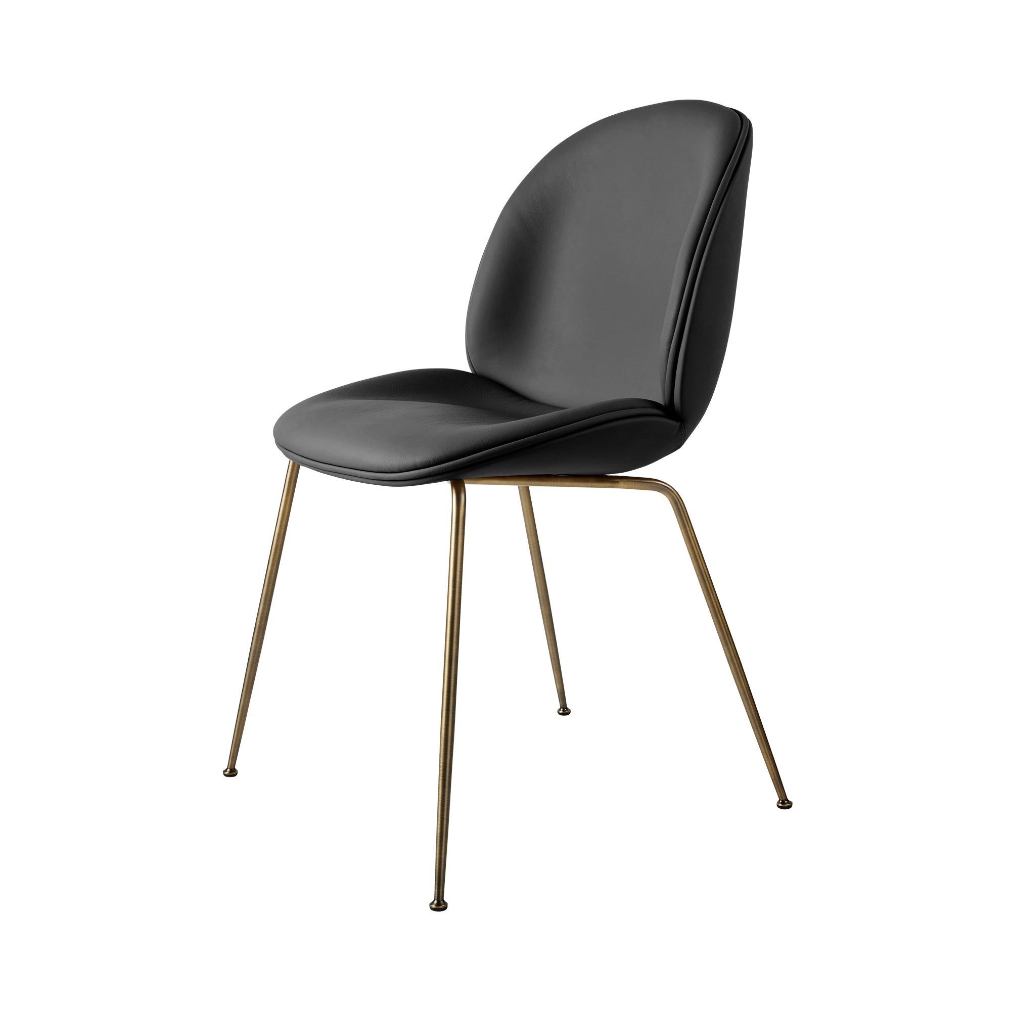 Beetle Dining Chair: Conic Base + Fully Upholstered + Antique Brass + Davenport 1112