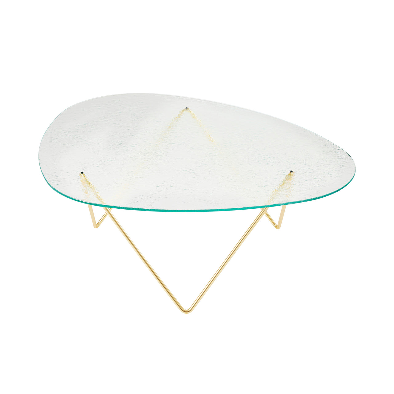 Pedrera Coffee Table: Transparent Structured Glass + Brass