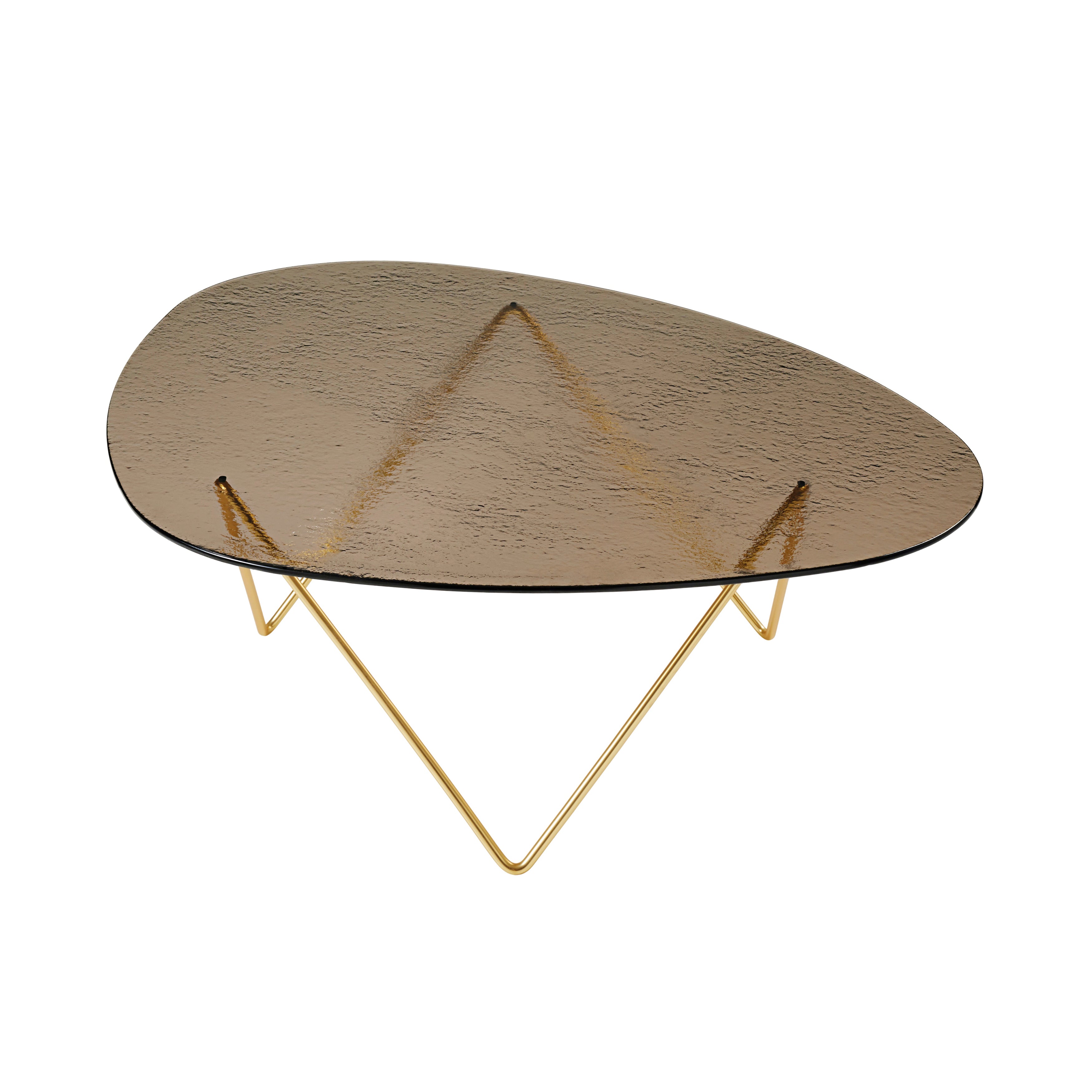 Pedrera Coffee Table: Bronze Structured Glass + Brass