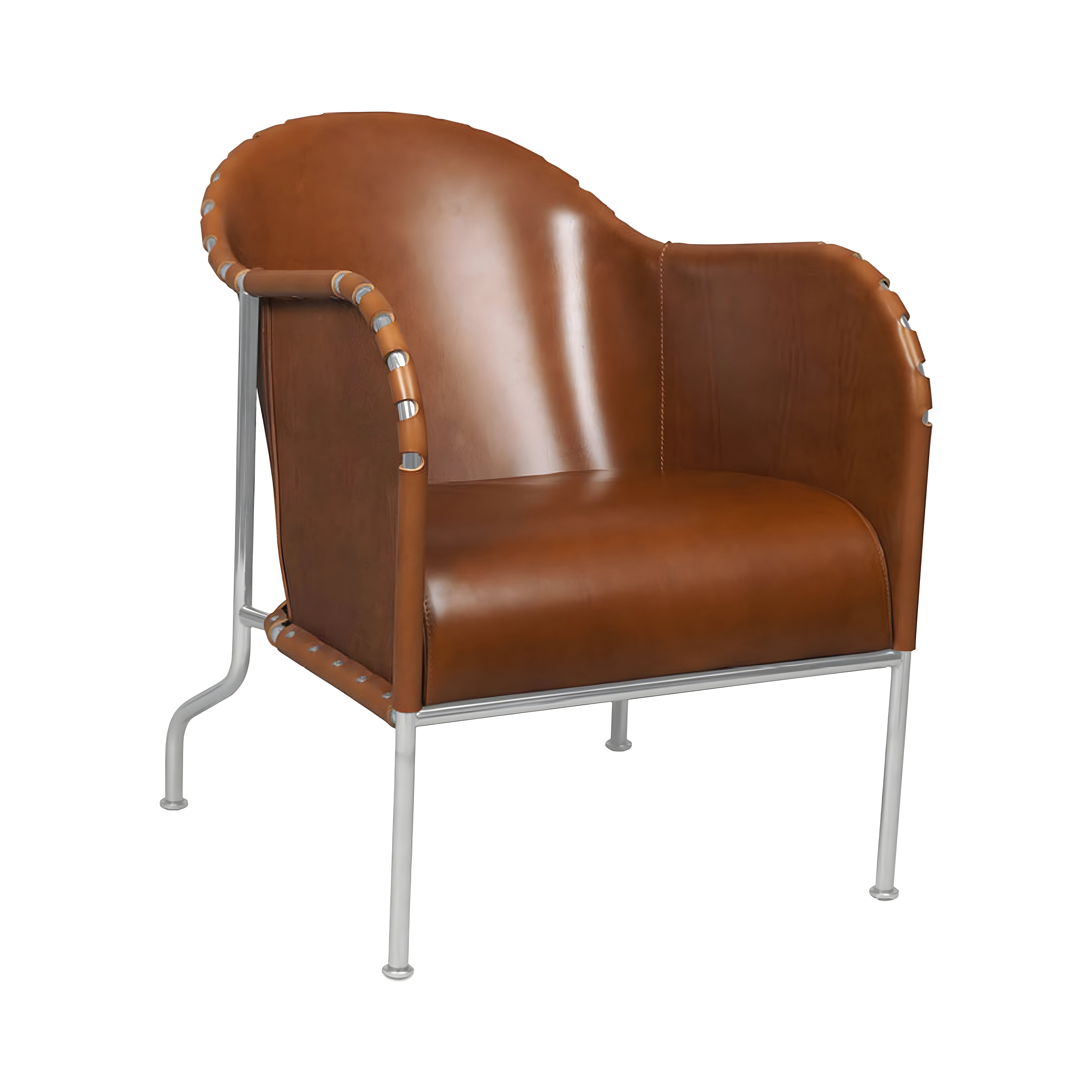 Bruno Armchair: Matt Chrome + Tarnsjo Leather Cognac
