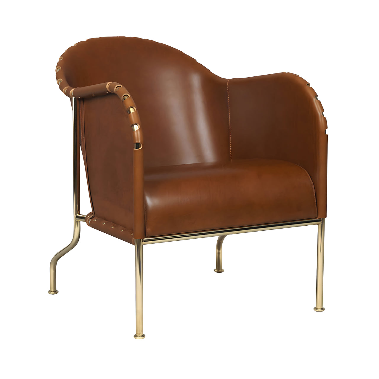 Bruno Armchair: Brass Treated + Tarnsjo Leather Cognac