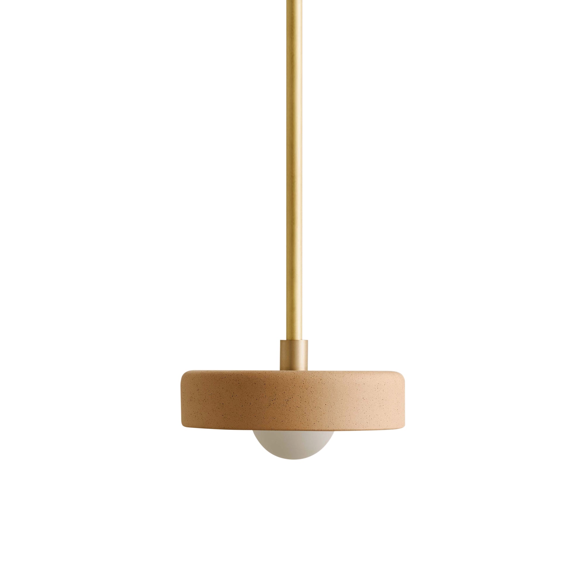 Ceramic Disc Pendant: Outdoor + Brass + Tan Clay